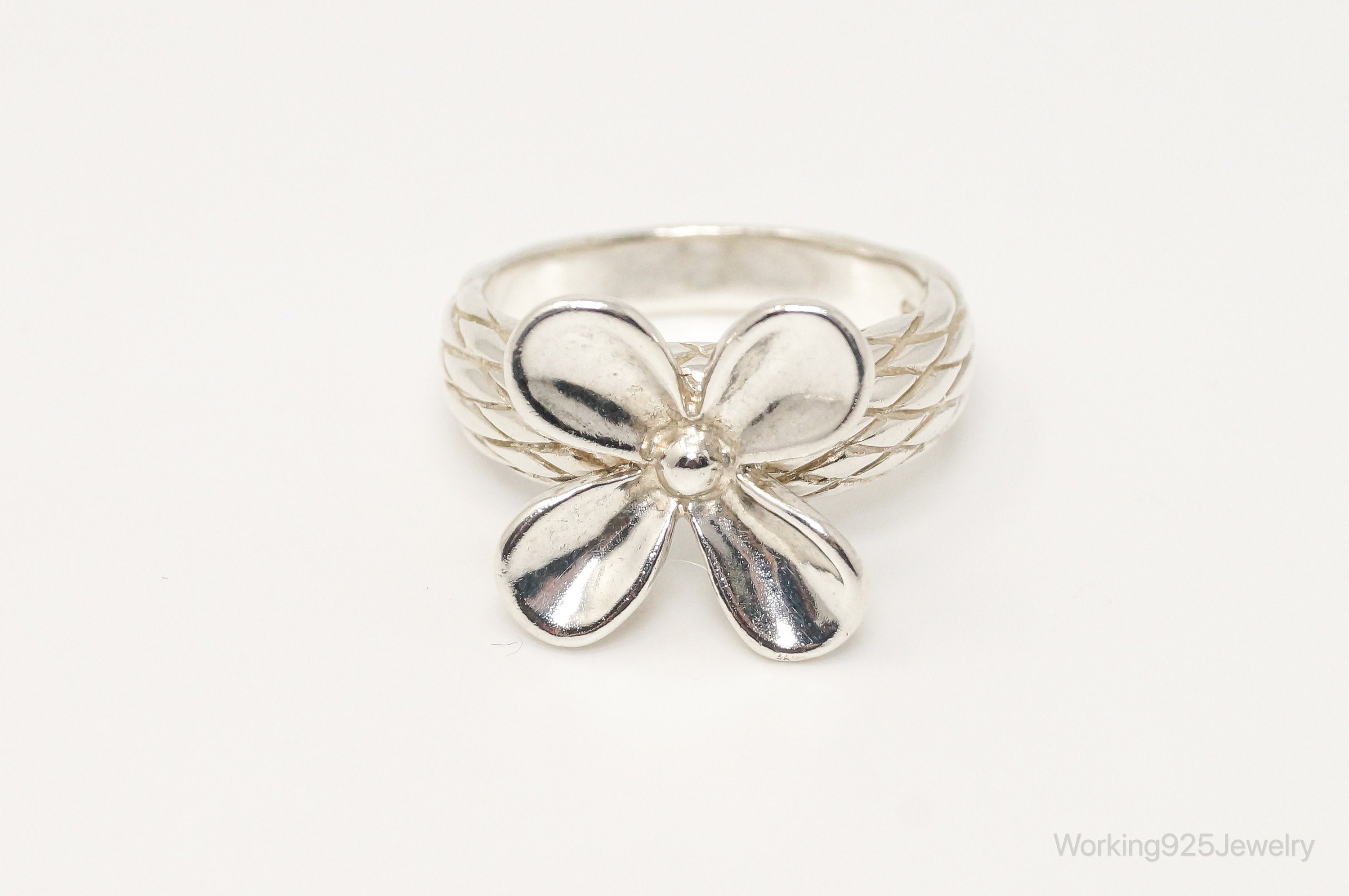 Vintage Designer Carolyn Pollack Relios Flower Sterling Silver Ring - Sz 8.75