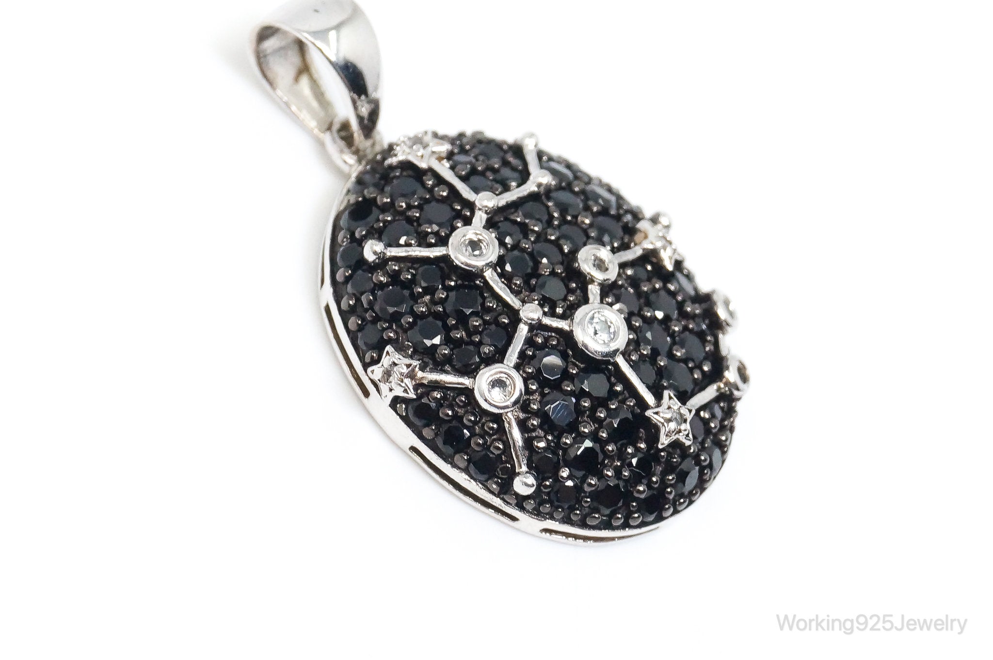 Designer IPS Cubic Zirconia Black Onyx Sagittarius Sterling Silver Pendant