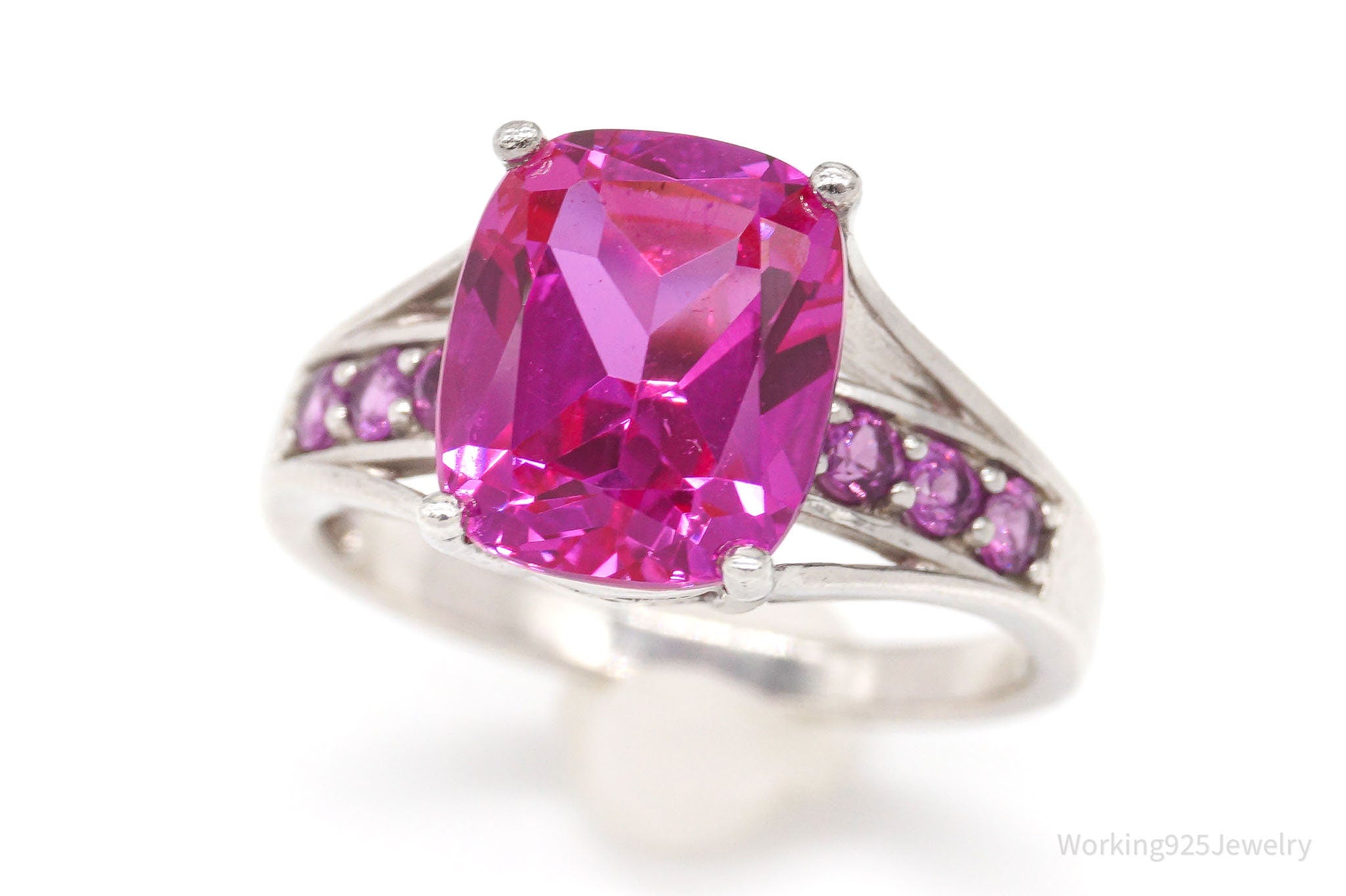 Vintage Designer LB Pink Sapphire Pink Tourmaline Sterling Silver Ring SZ 10.75