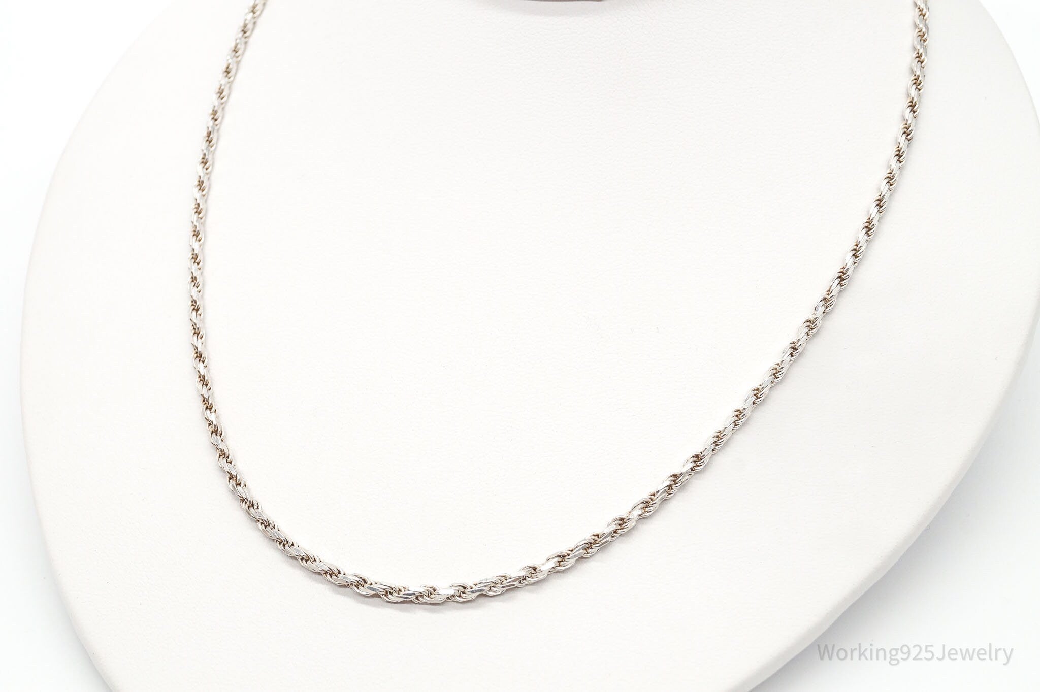 Long Vintage Sterling Silver Rope Chain Necklace 24"