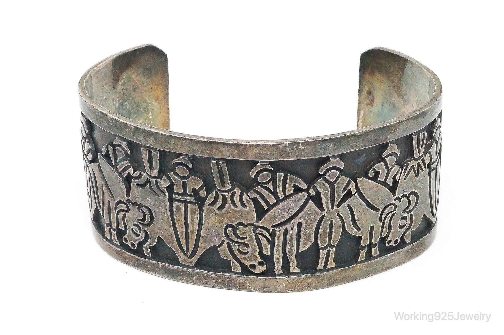 RARE Mexico Modernist Los Ballesteros Storyteller Sterling Silver Bracelet