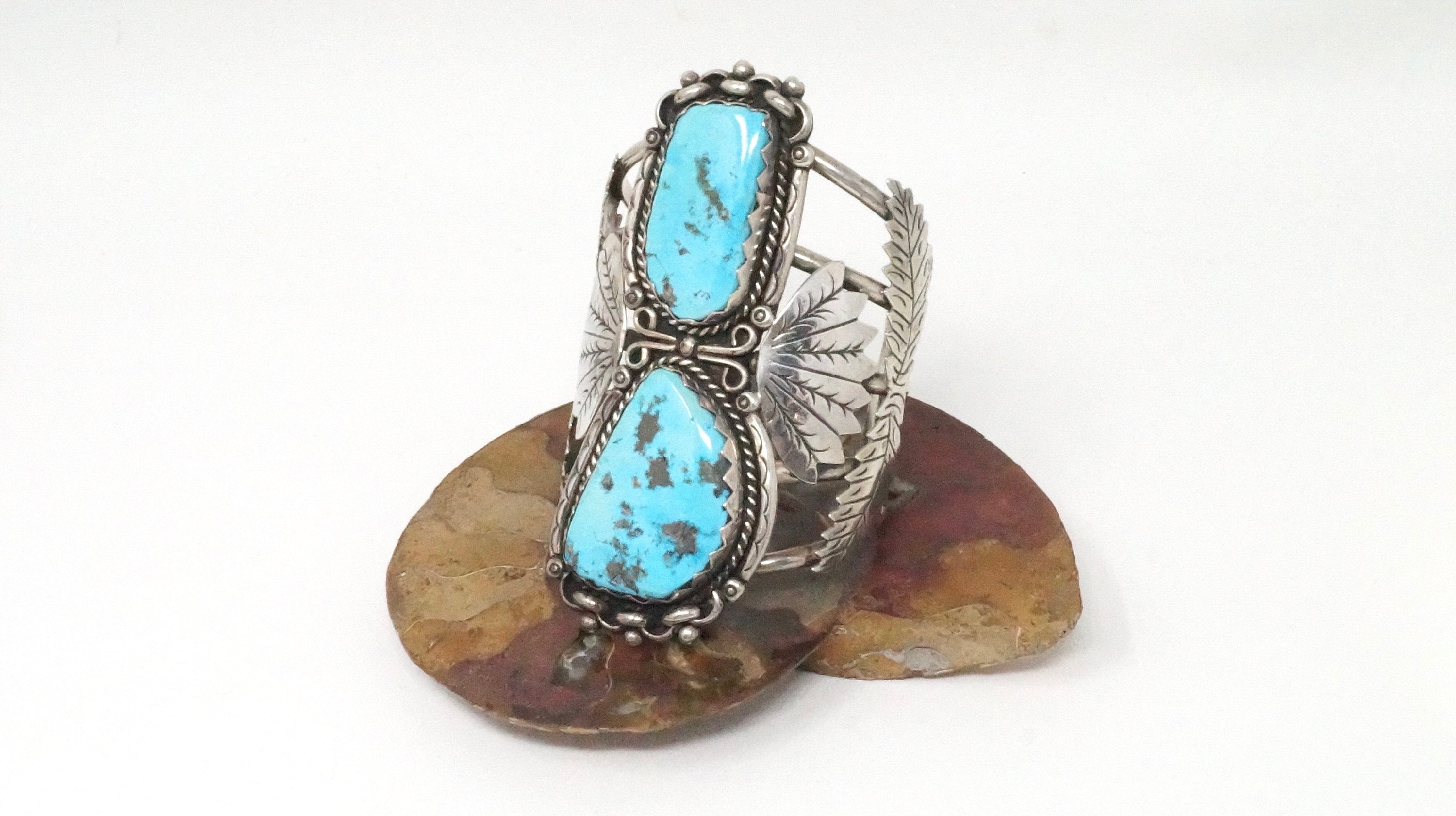 RARE Native American Beverly 27 Years Turquoise Sterling Silver Cuff Bracelet