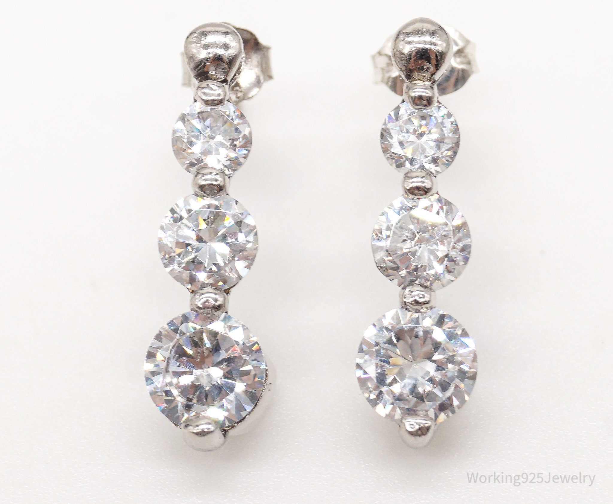 Vintage Cubic Zirconia Sterling Silver Earrings