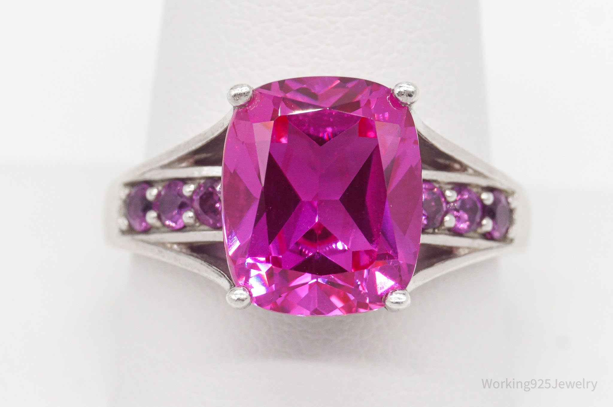 Vintage Designer LB Pink Sapphire Pink Tourmaline Sterling Silver Ring SZ 10.75