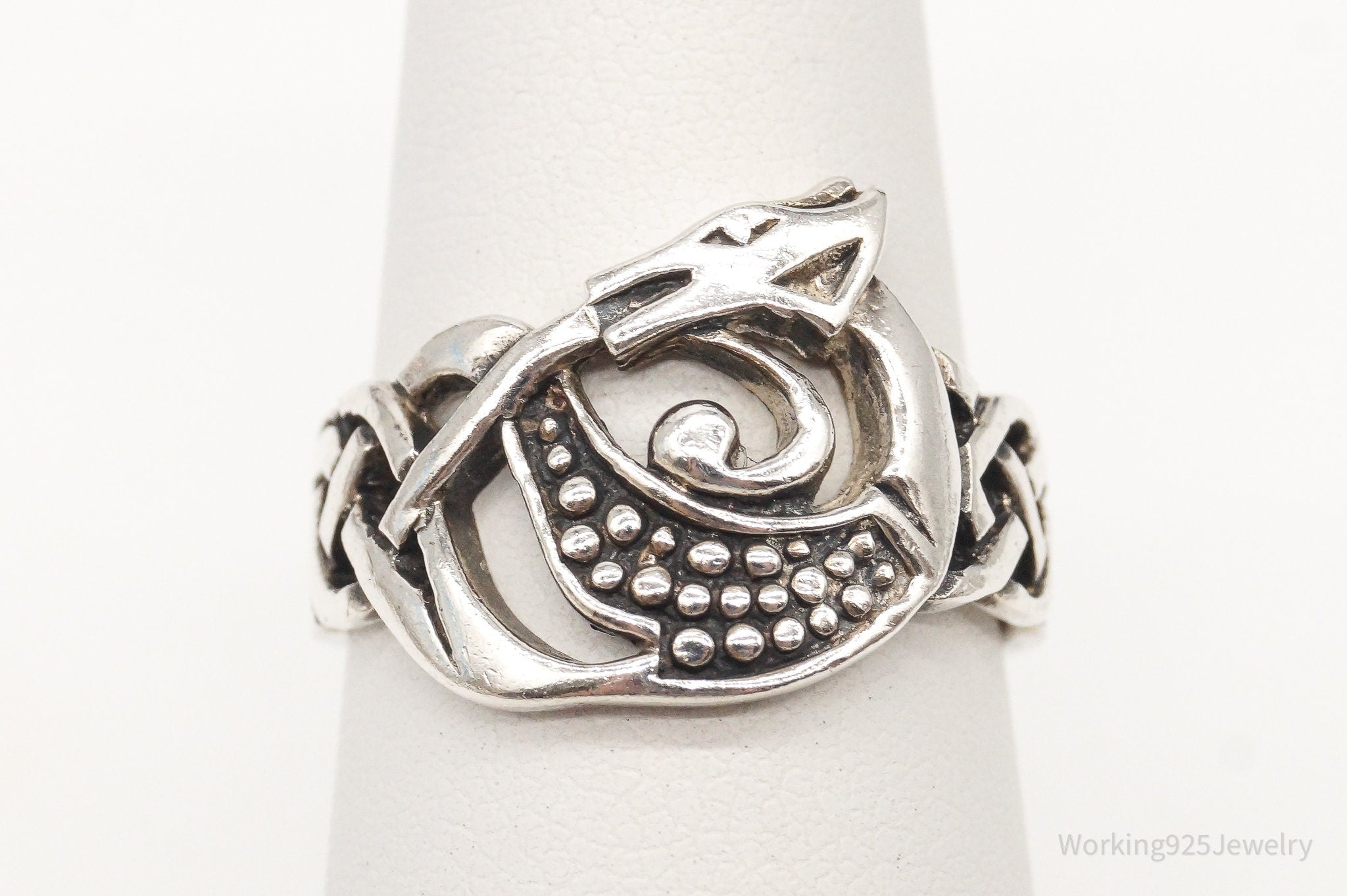 Vintage Dragon Celtic Knot Sterling Silver Ring - Size 5.75