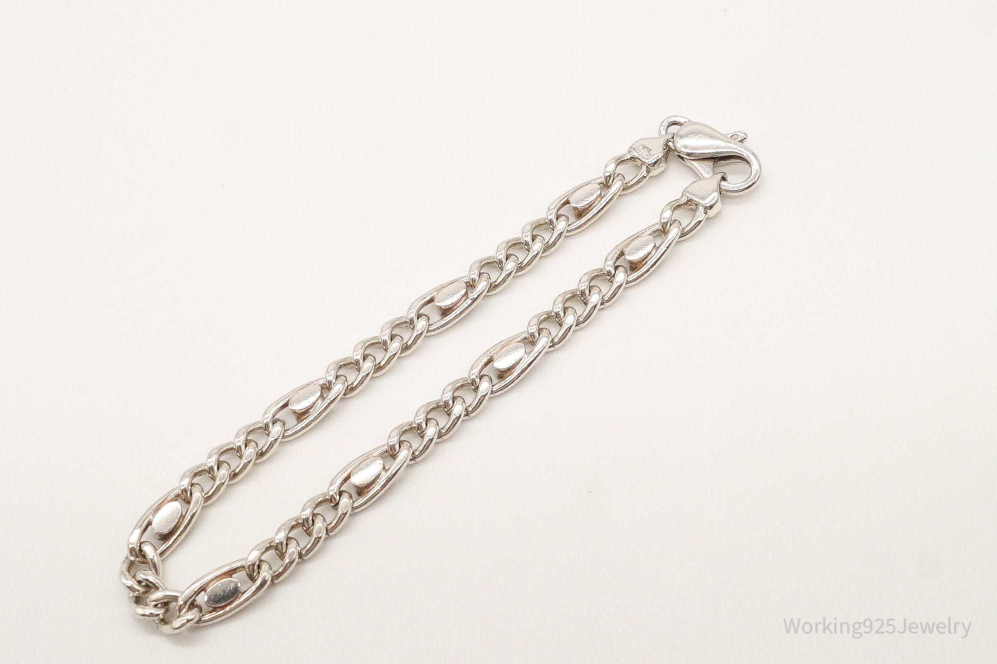 Vintage Italian Modernist Style Sterling Silver Link Bracelet