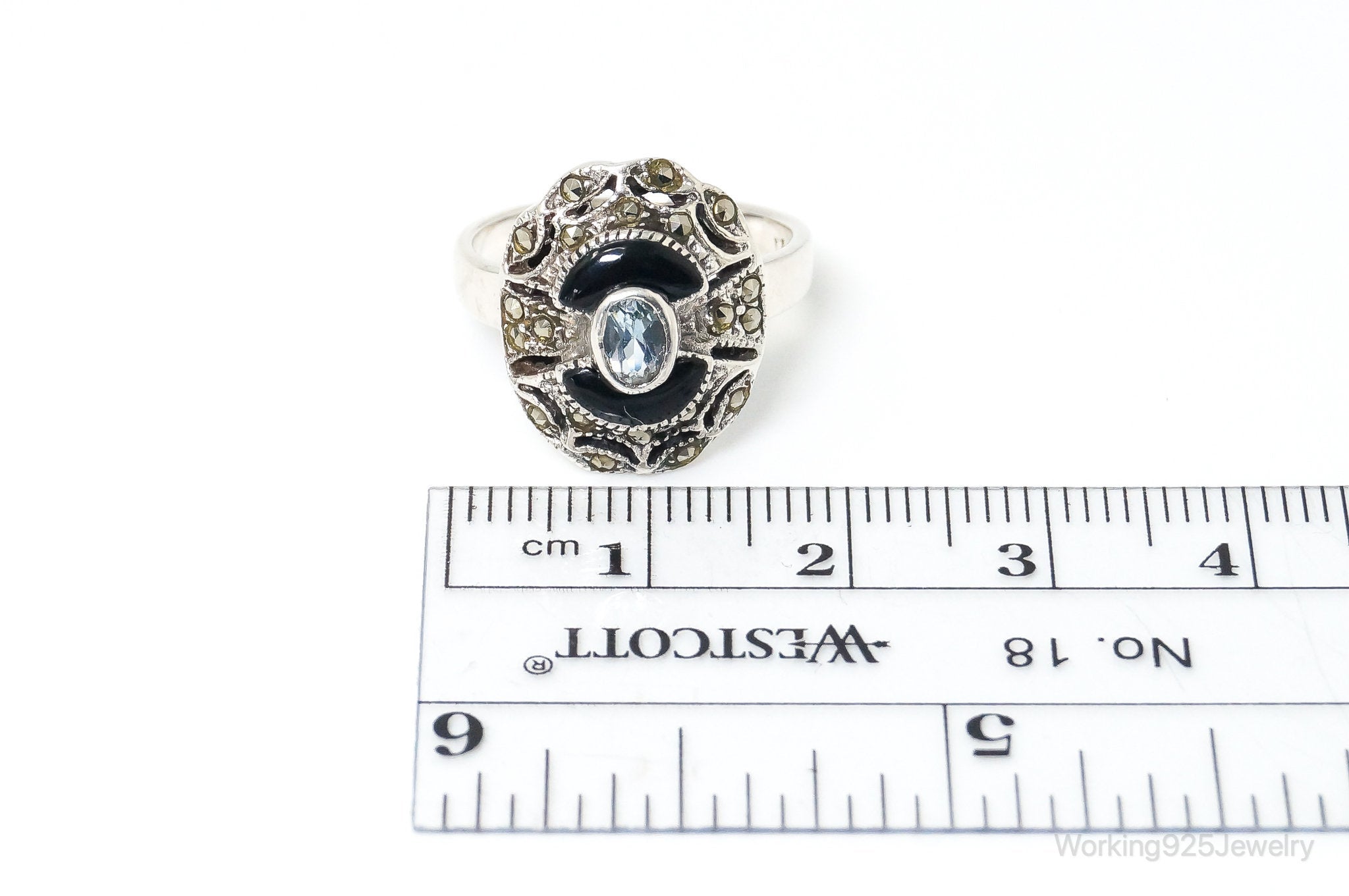 Vintage Designer Chapal-Zenray Art Deco Multi Gem Sterling Silver Ring - SZ 6