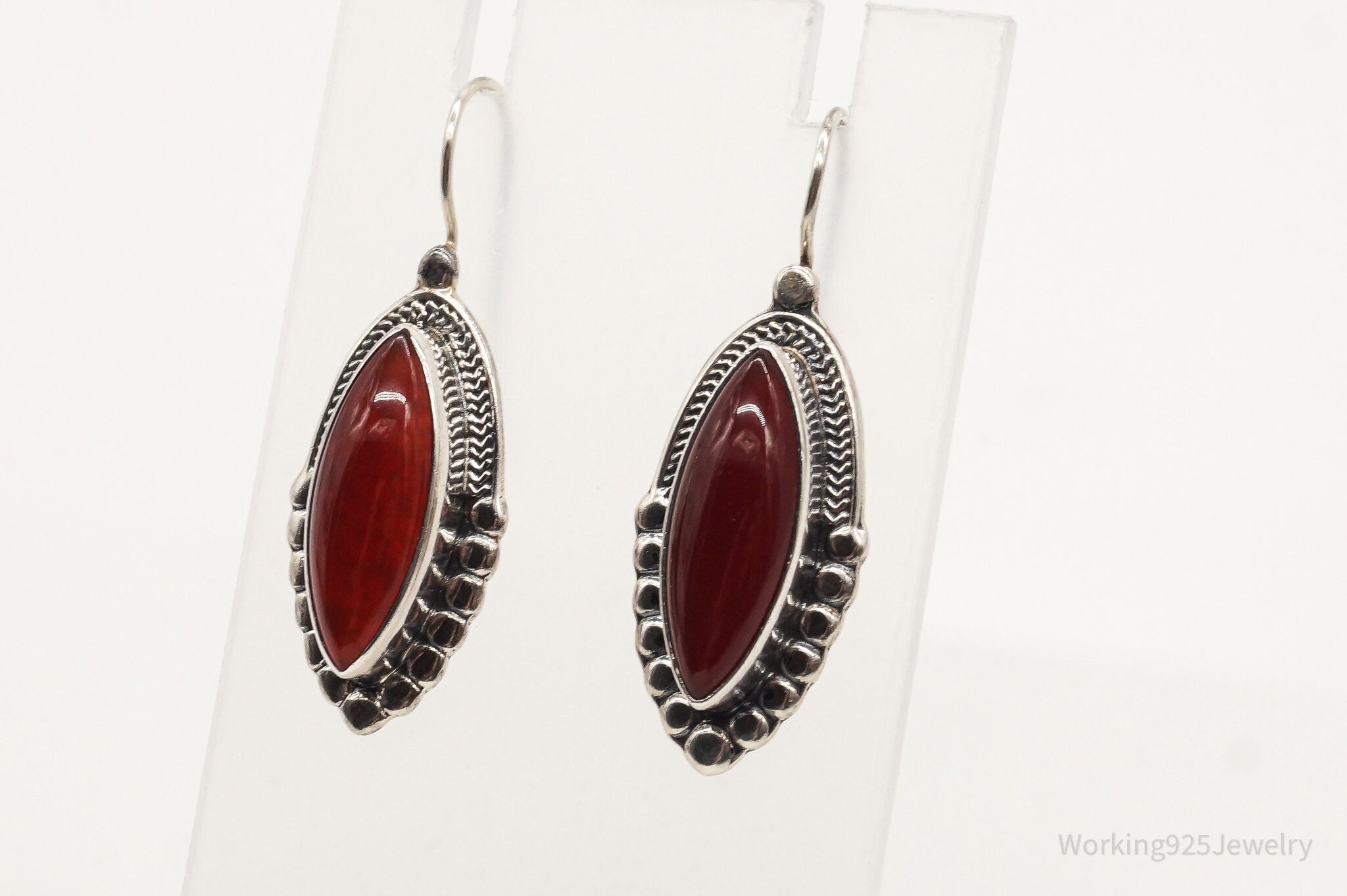 Vintage Carnelian Sterling Silver Dangle Earrings