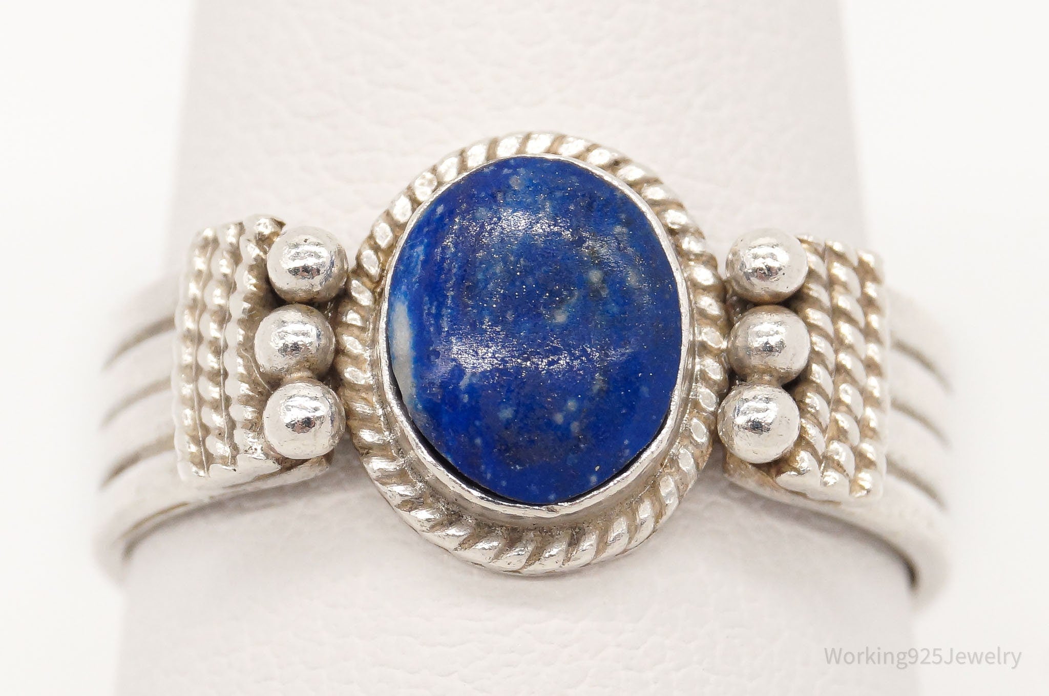 Vintage Lapis Lazuli Sterling Silver Ring - Size 9.5