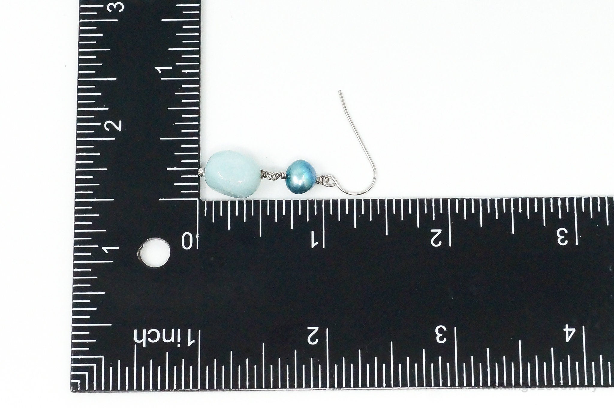 Blue Larimar Blue Pearl Sterling Silver Earrings