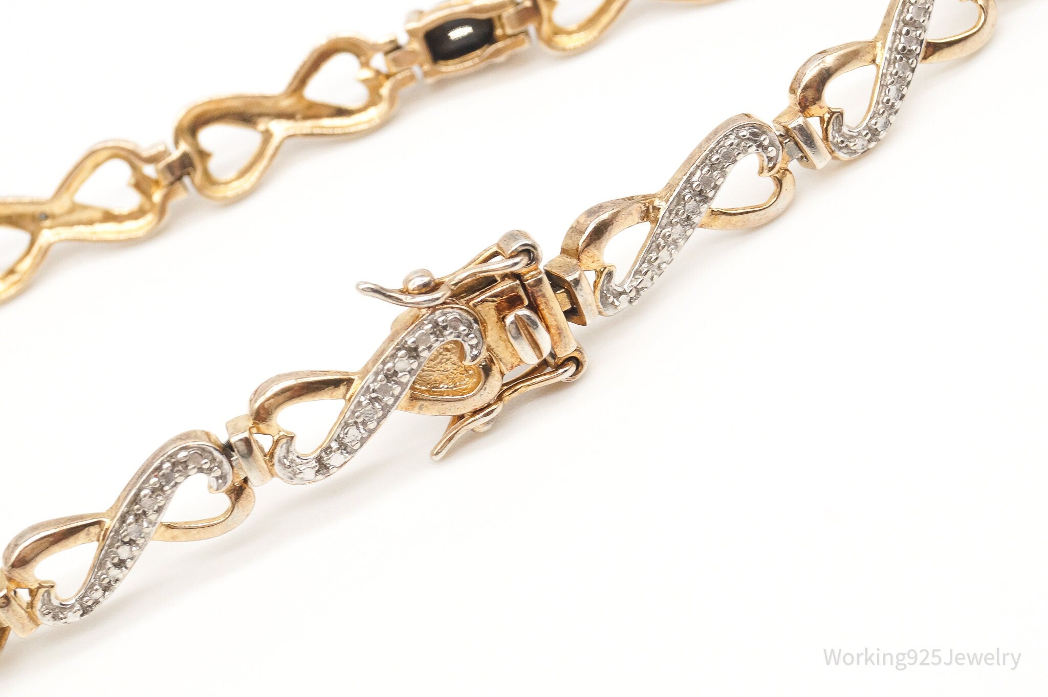 Designer Ross Simons Sapphires One Diamond Gold Vermeil Sterling Silver Bracelet