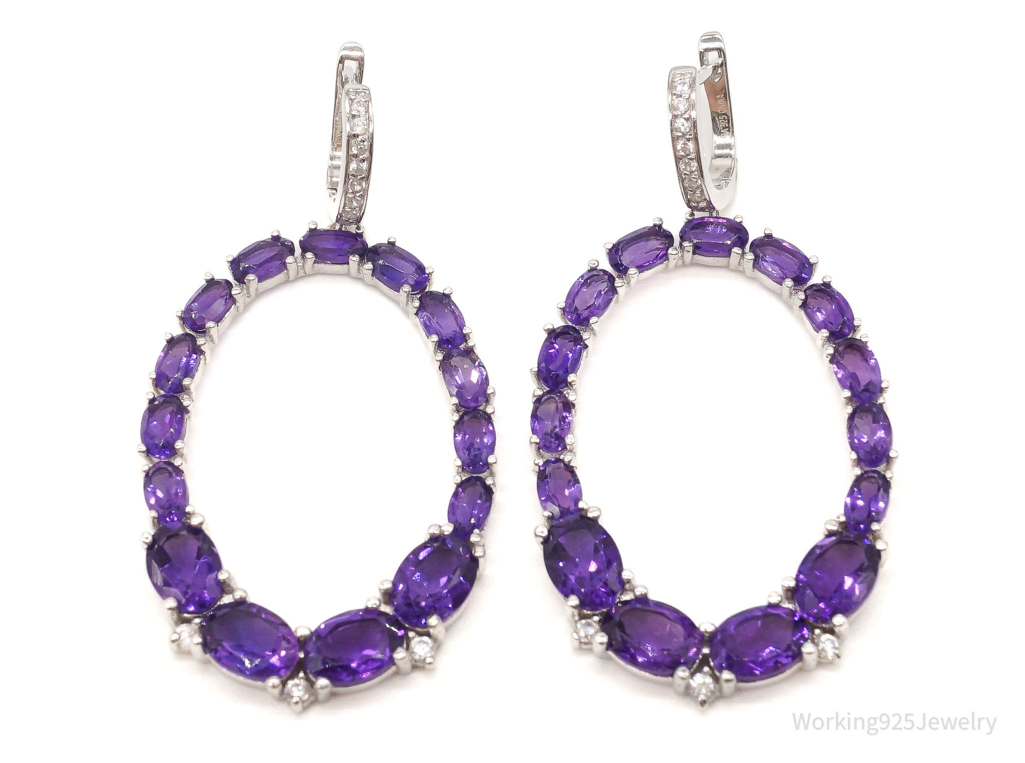 Designer AIRA Amethyst White Topaz Sterling Silver Earrings