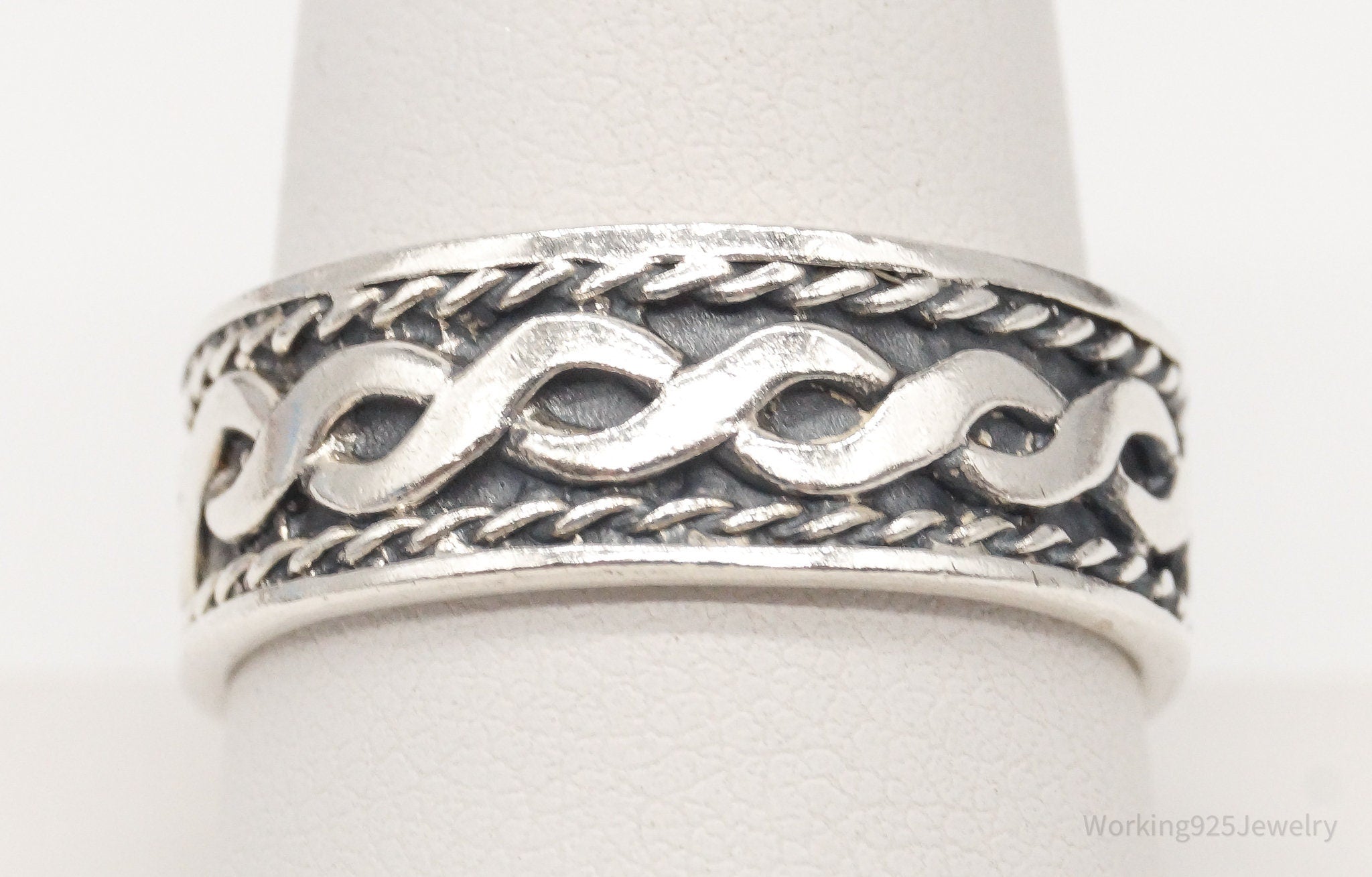 Vintage Cable Rope Twist Sterling Silver Band Ring - Size 9.5