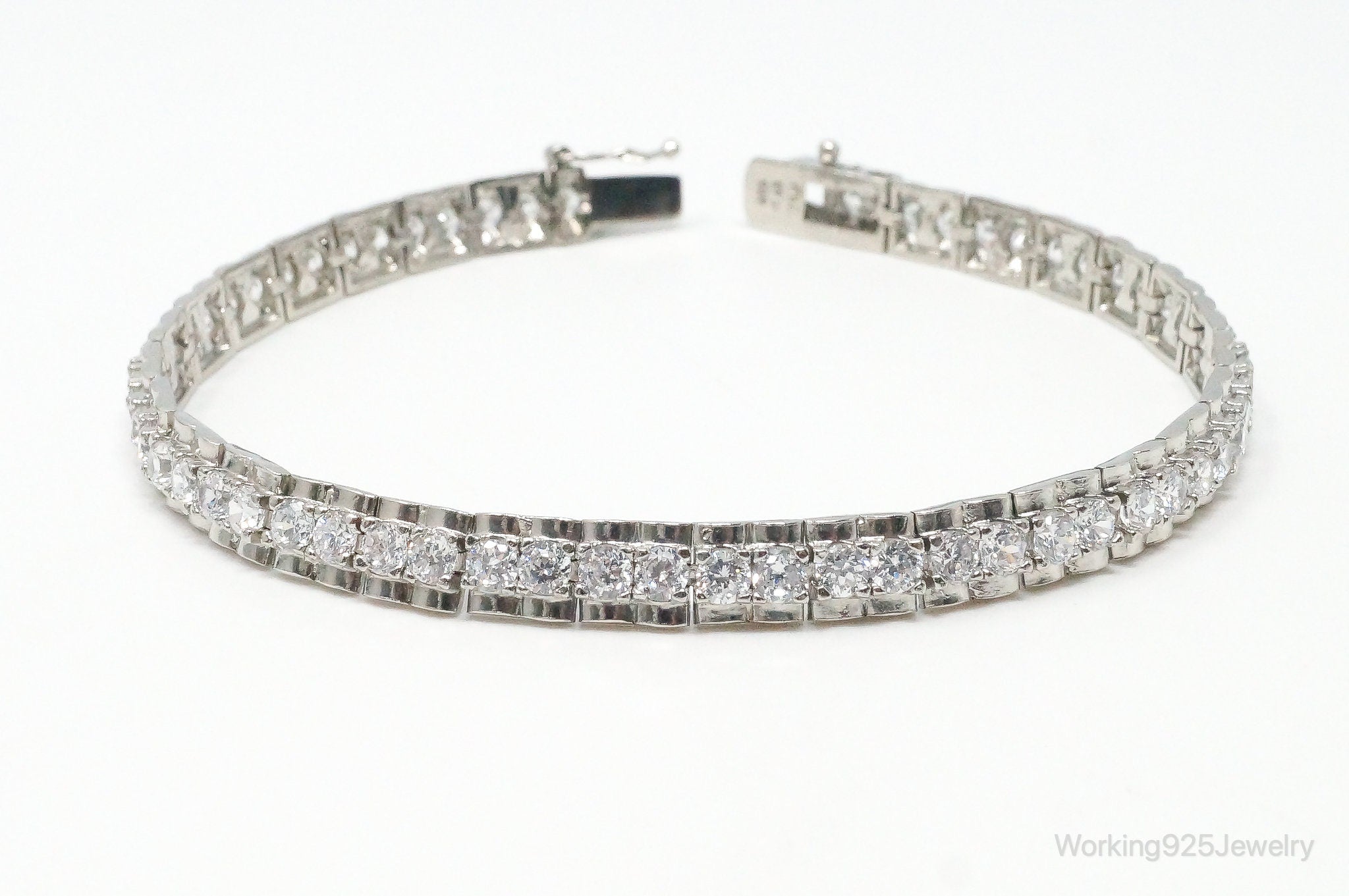 Vintage Designer FAS Cubic Zirconia Sterling Silver Tennis Bracelet