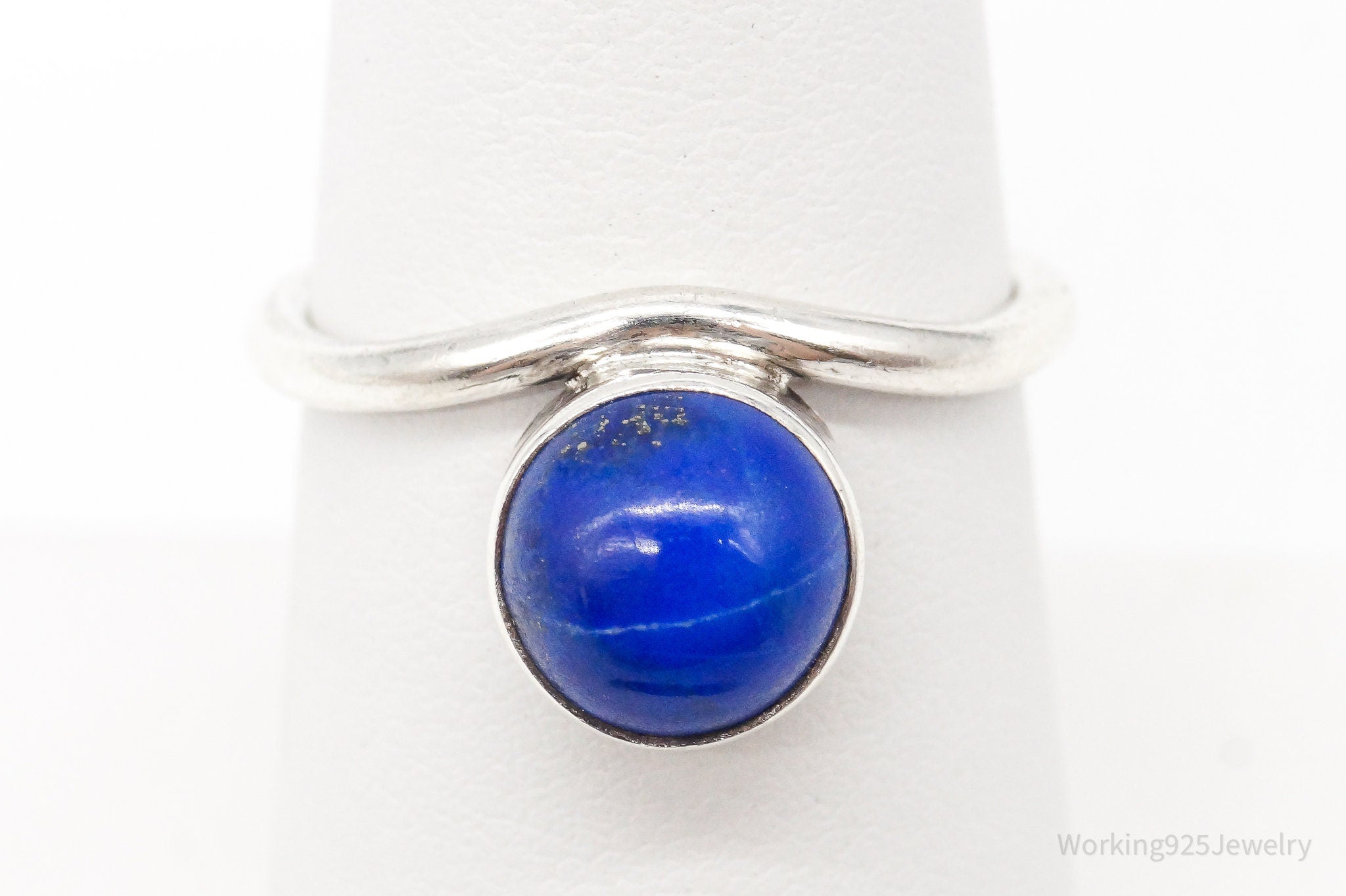 Vintage Blue Lapis Lazuli Sterling Silver Ring - Size 6.5