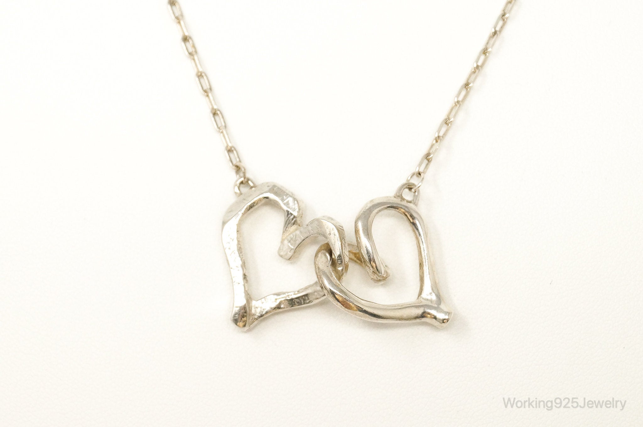 Sterling Silver Linked Heart Necklace