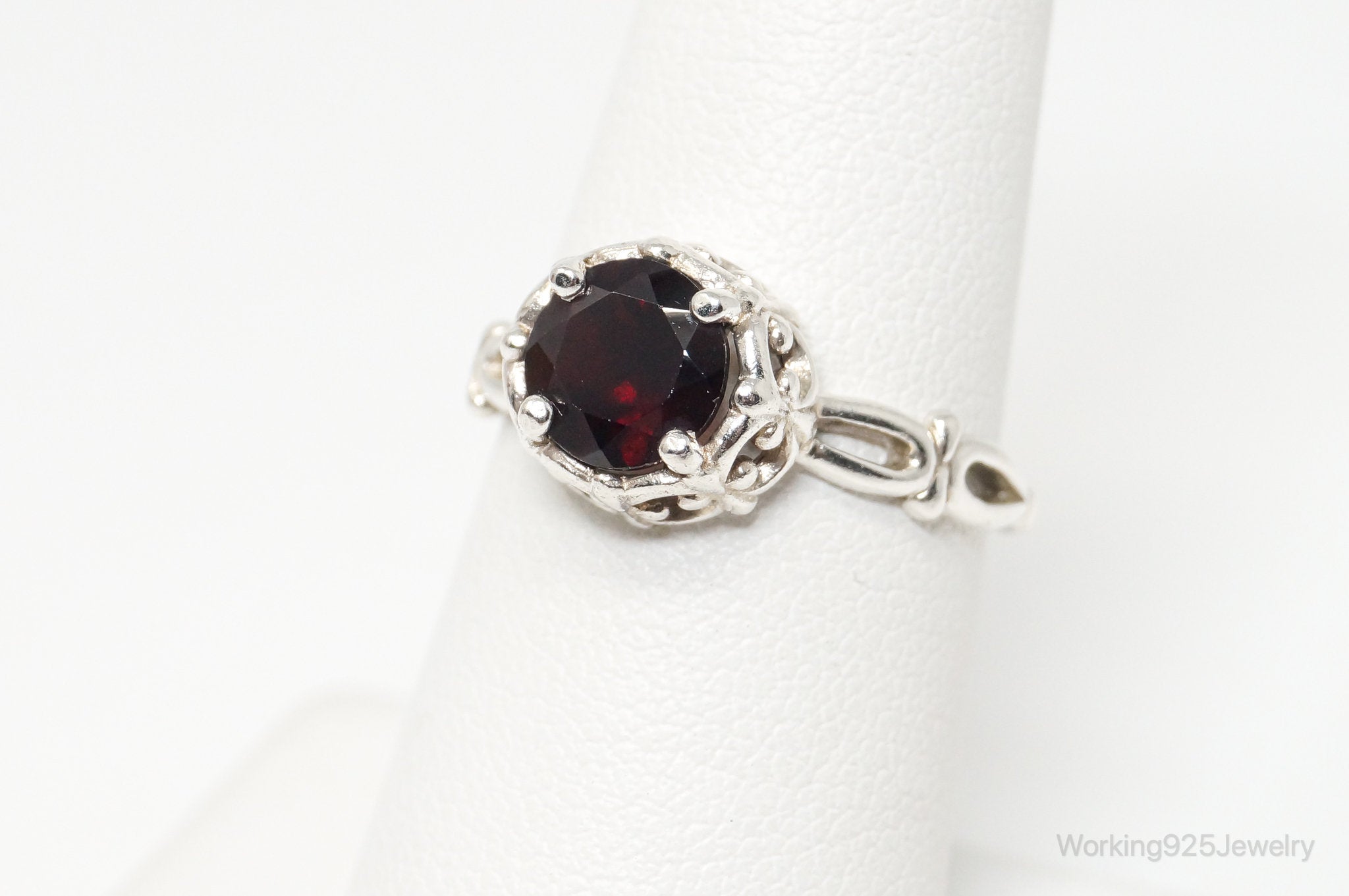 Vintage Designer Boma Garnet Sterling Silver Ring - SZ 7