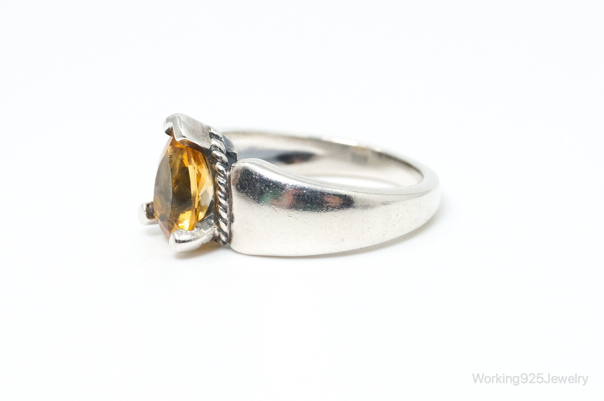 Vintage Designer KABANA Citrine Sterling Silver Ring - Size 7.75