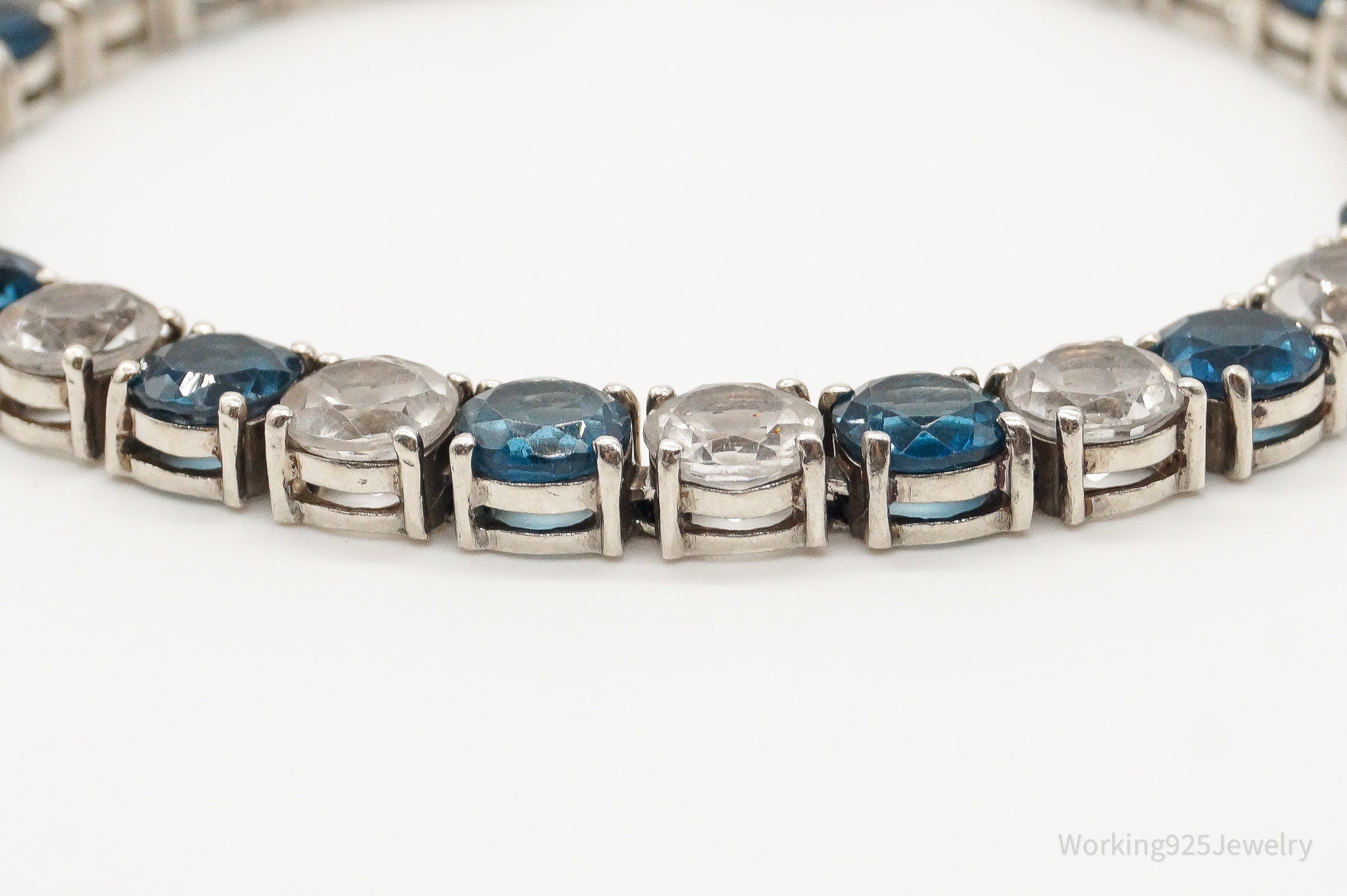 Blue & White Topaz Sterling Silver Bracelet