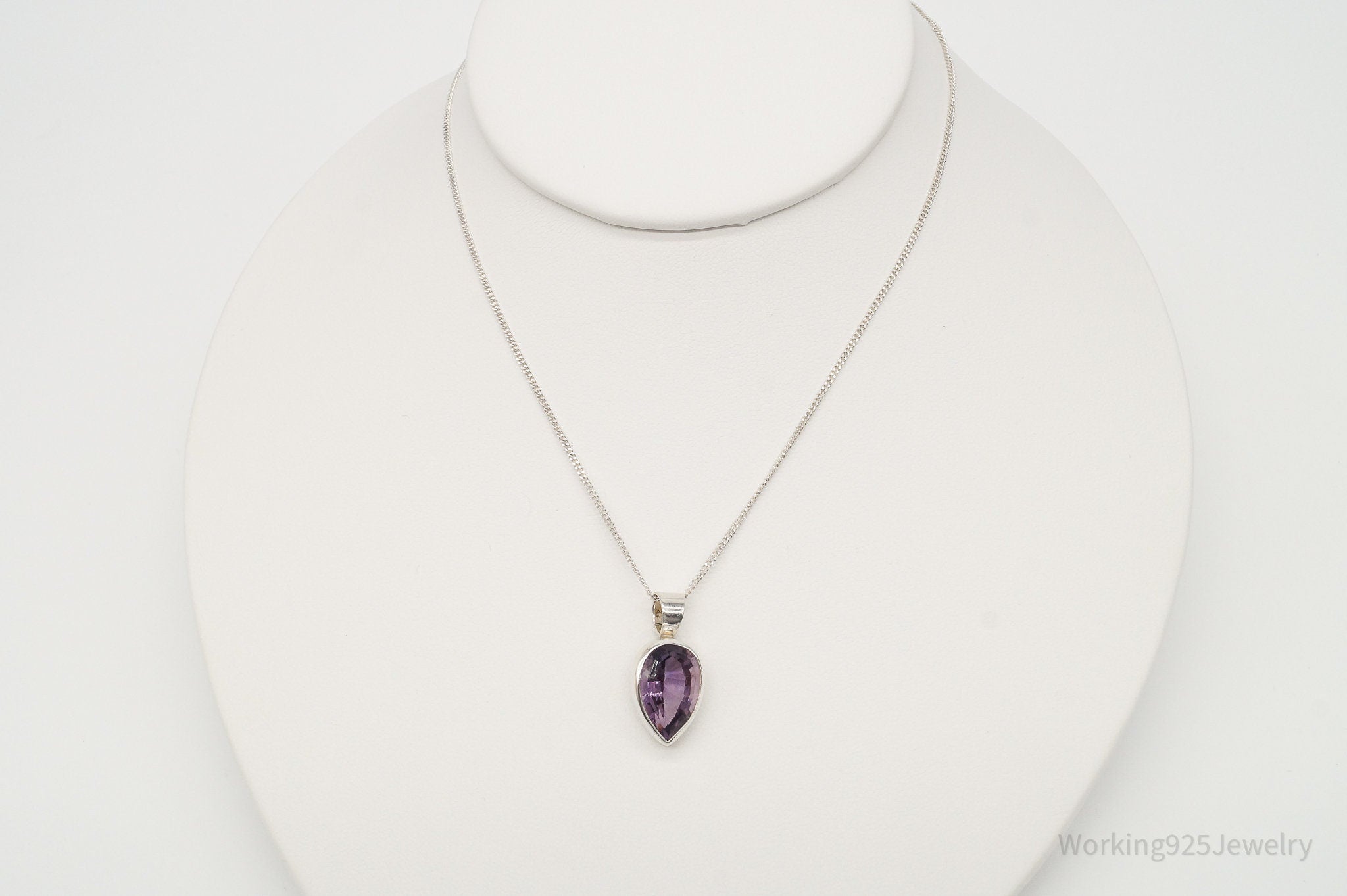 Vintage Amethyst Sterling Silver Chain Necklace