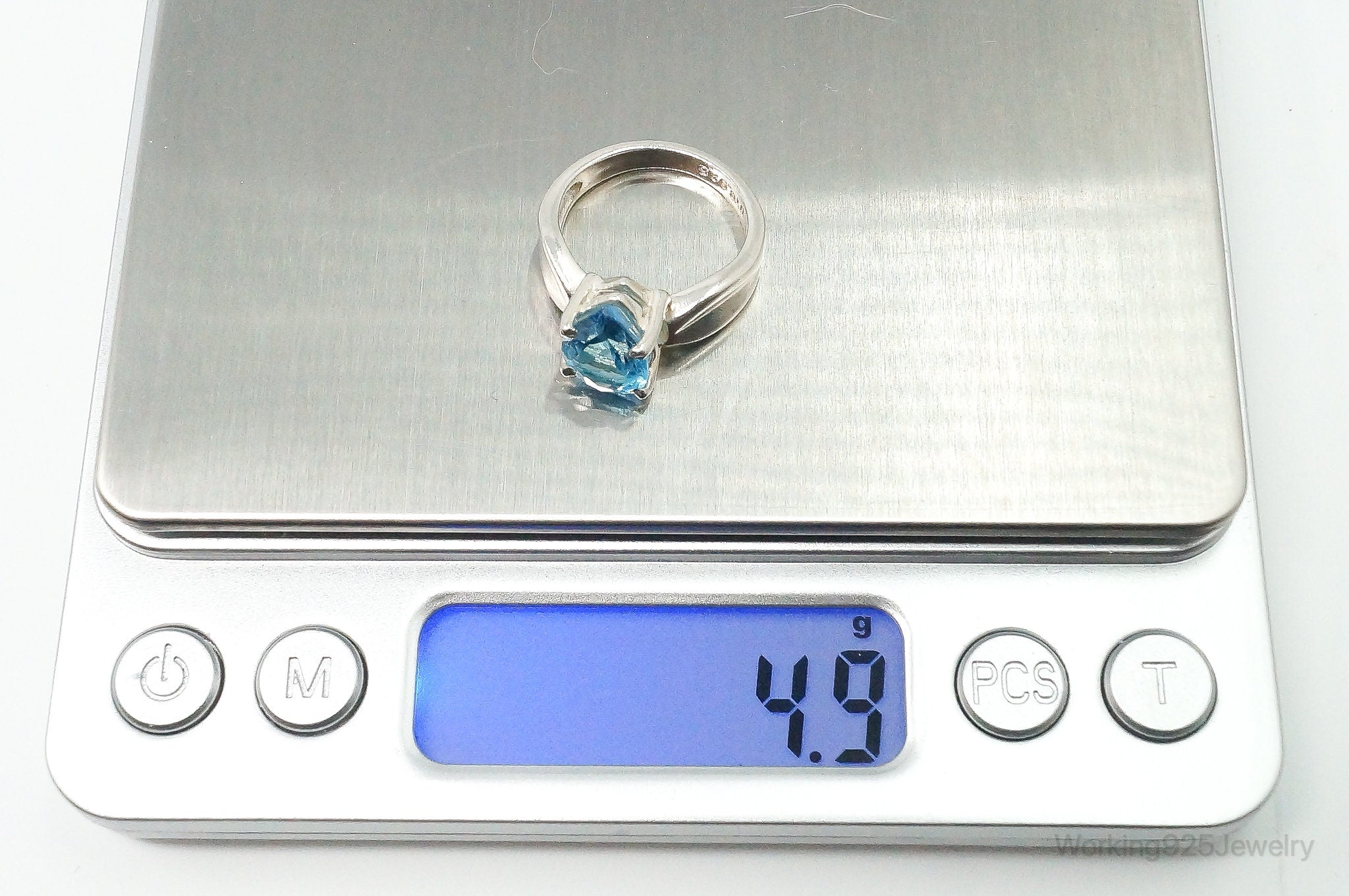 Vintage Designer UTC Blue Topaz Sterling Silver Ring - Size 6