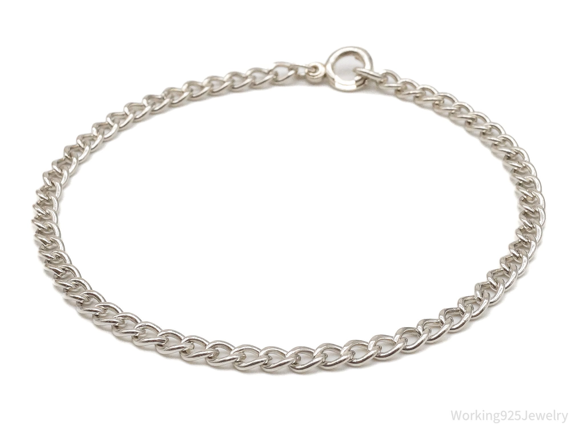 Antique Sterling Silver Curb Chain Link Bracelet