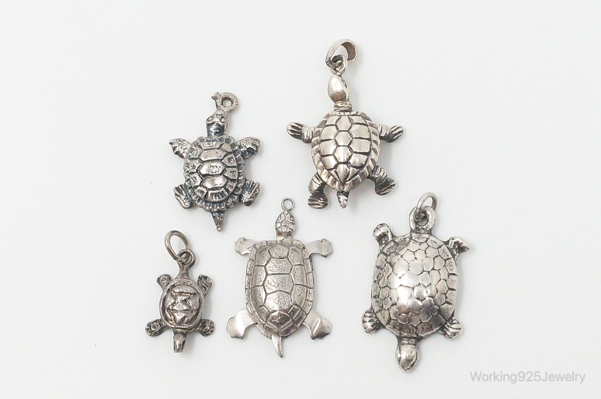 Vintage Antique Ocean Sea Turtles Sterling Silver Charms Lot