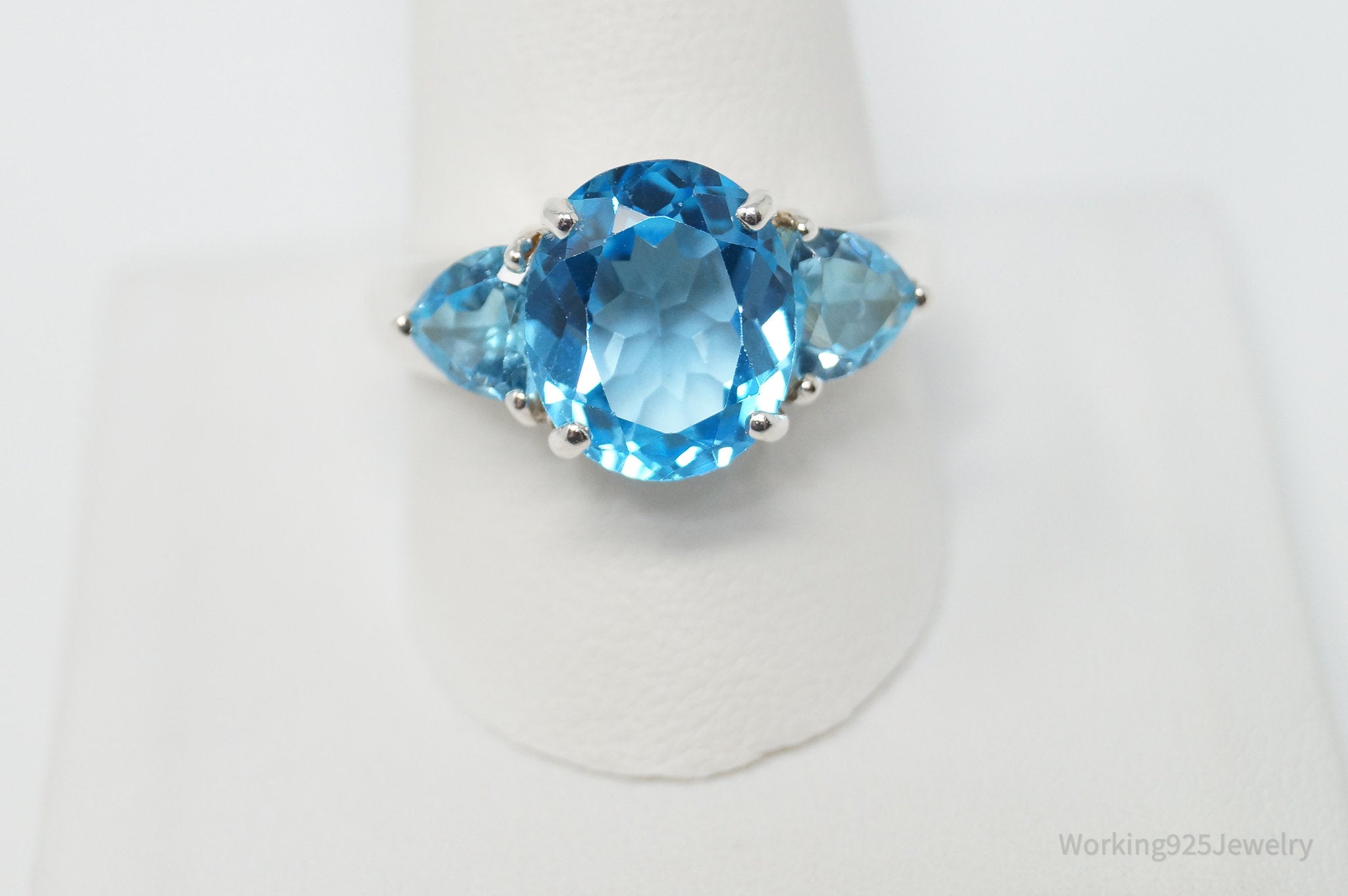 Vintage Designer CNA Blue Topaz Sterling Silver Ring - SZ 10.75