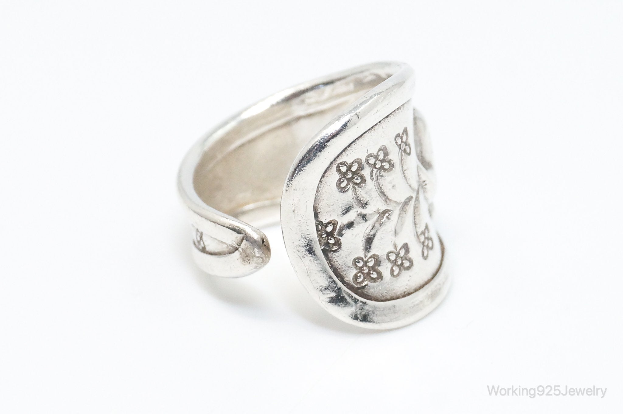 Vintage Elephant Good Luck Sterling Silver Wrap Ring - Size 7.75 Adjustable