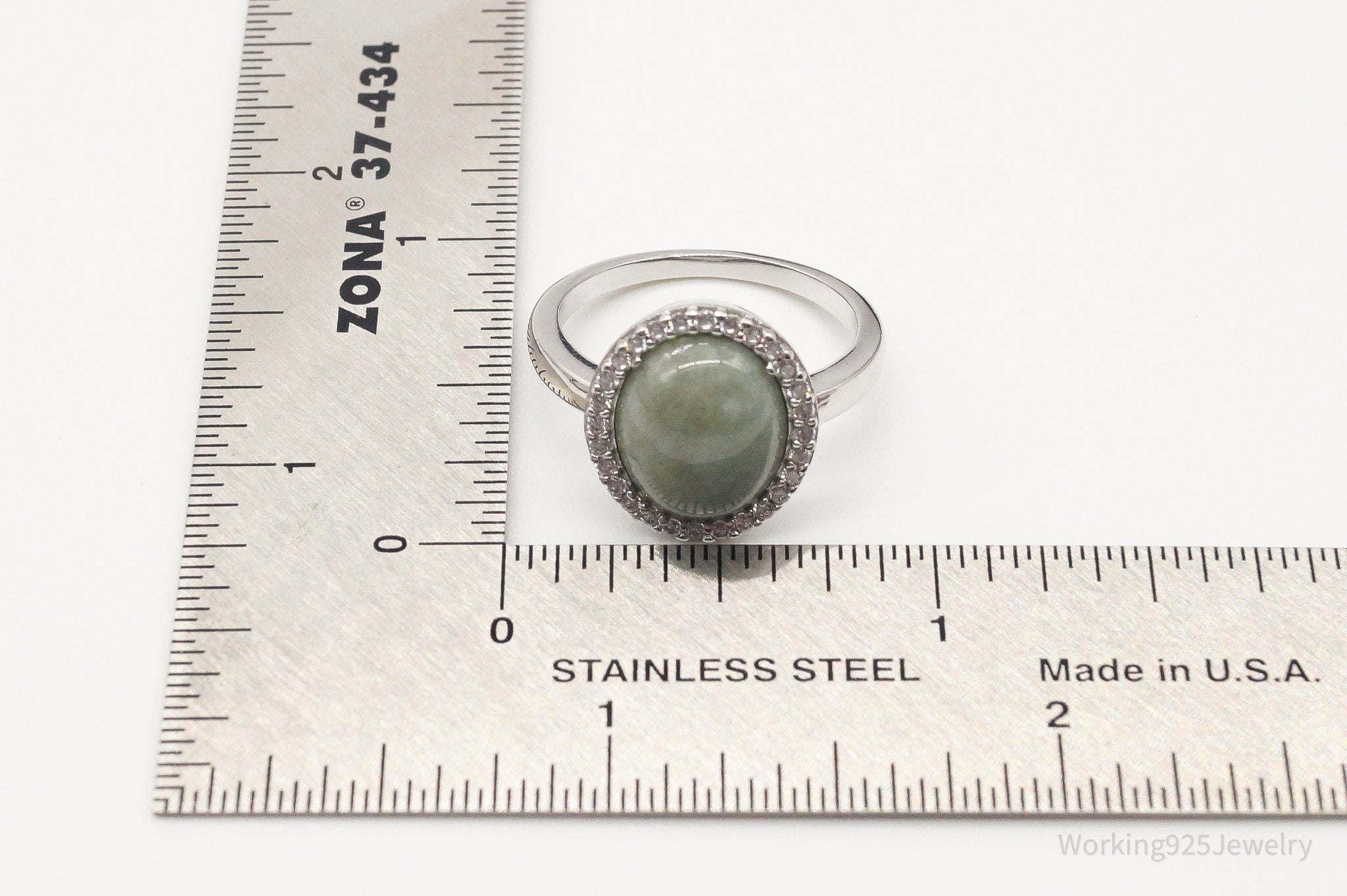 Vintage Designer Paj Jade Cubic Zirconia Sterling Silver Ring - Size 8