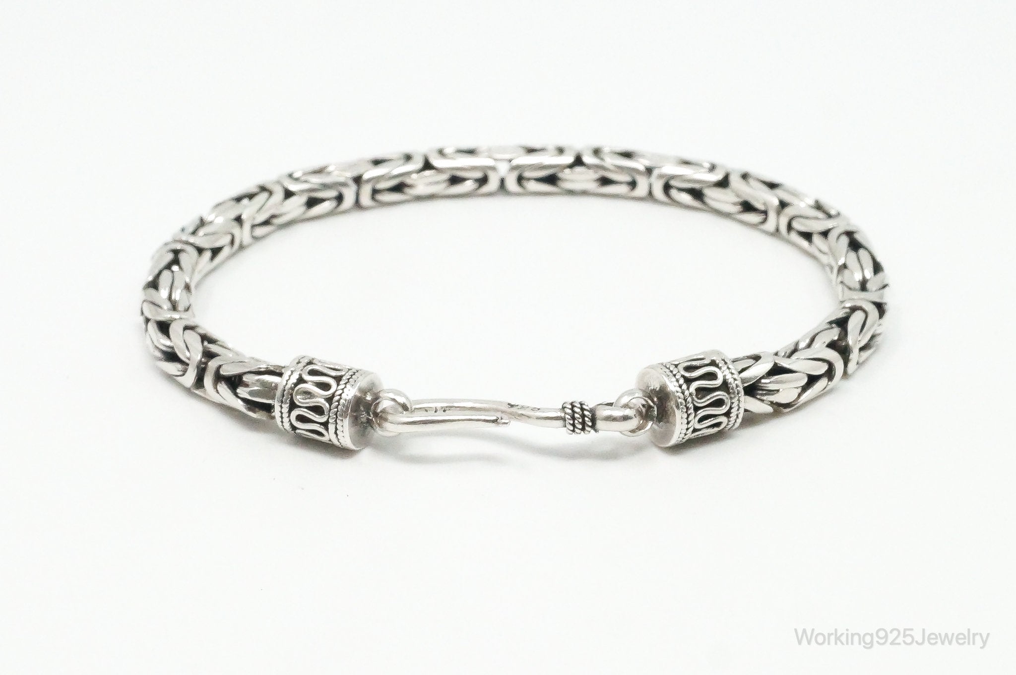 Vintage Byzantine Chain Balinese Sterling Silver Bracelet