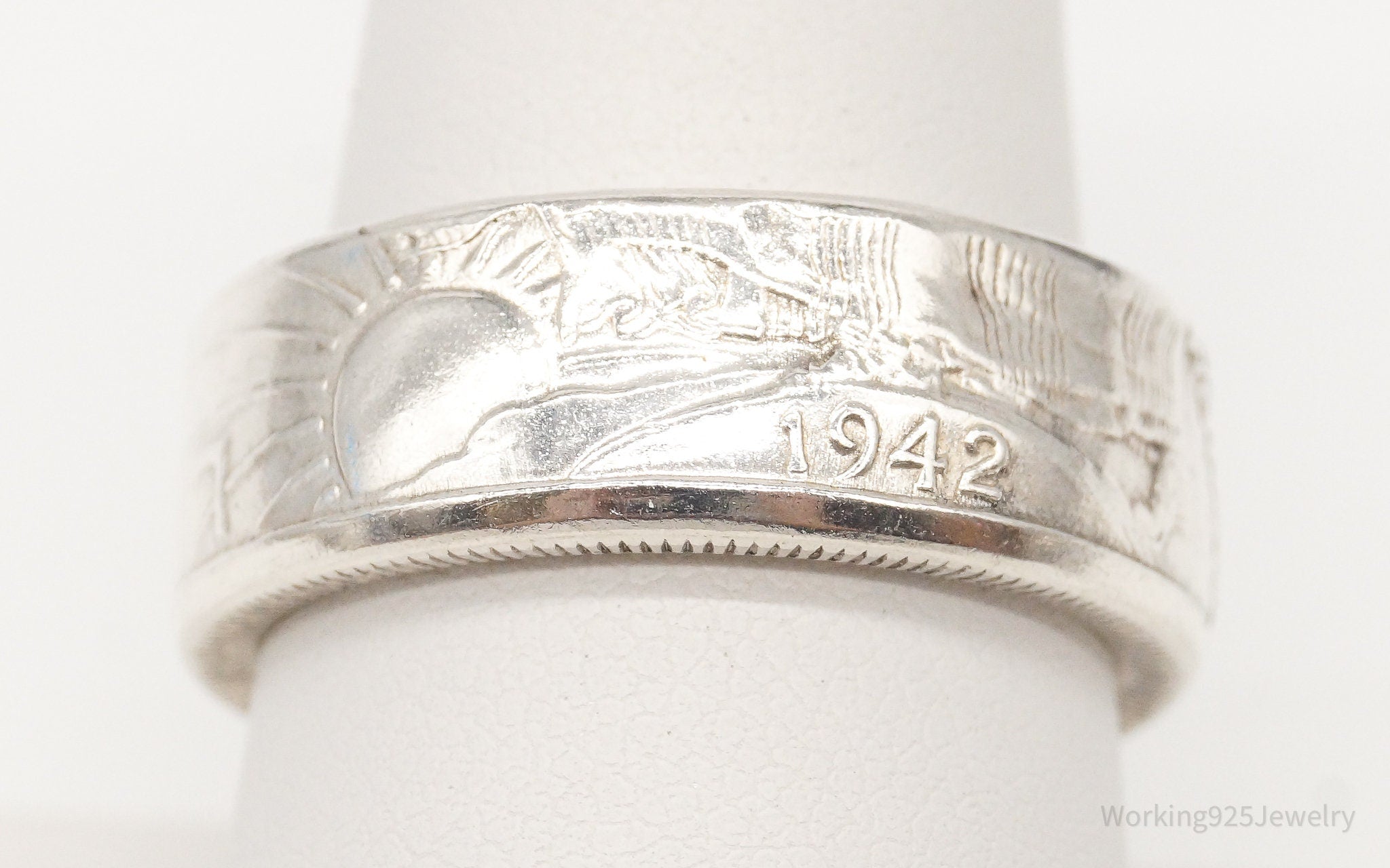 Vintage 1942 Half Dollar Silver Ring - Size 9