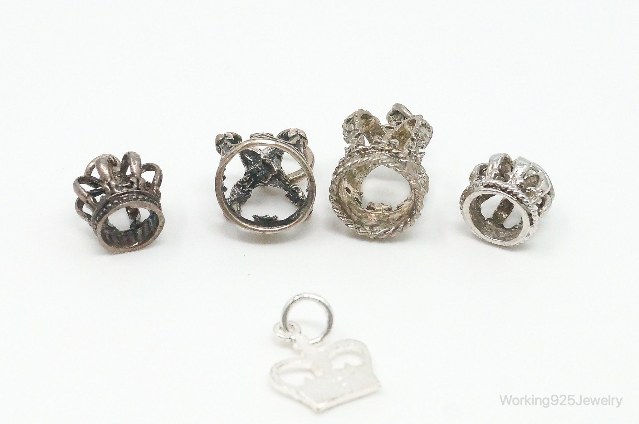 Vintage Antique Crowns Sterling Silver Charms