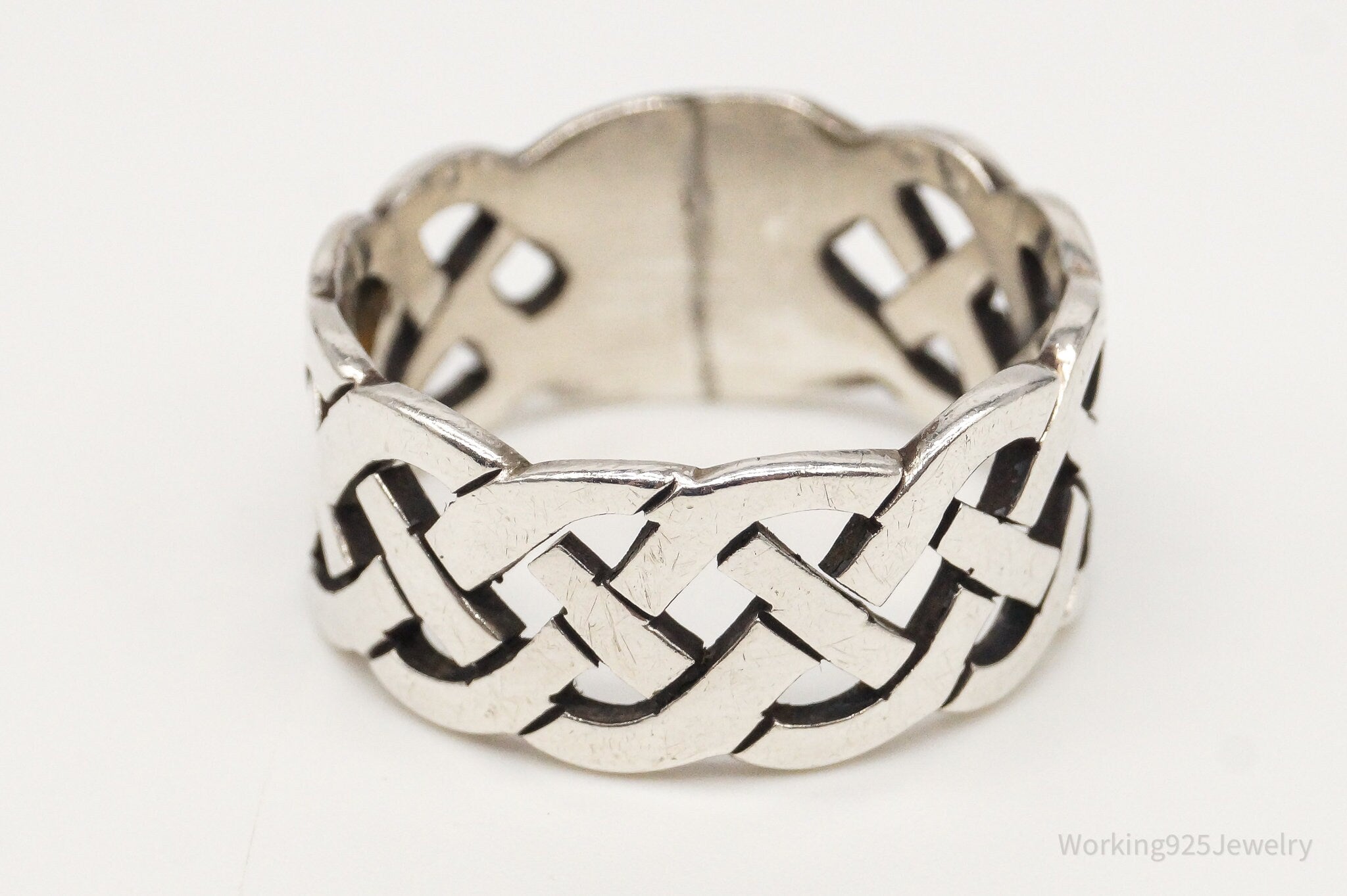 Vintage Celtic Knot Sterling Silver Band Ring - Size 11