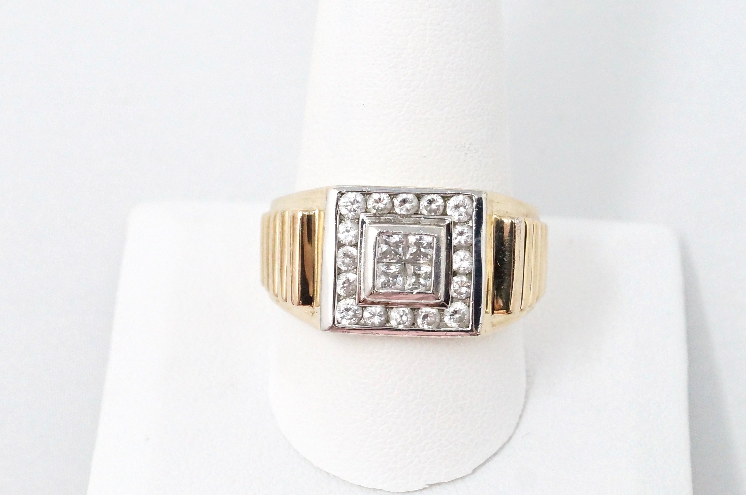 Vintage High End Fashion Gold Vermeil Cubic Zirconia Sterling Silver Ring Sz 11