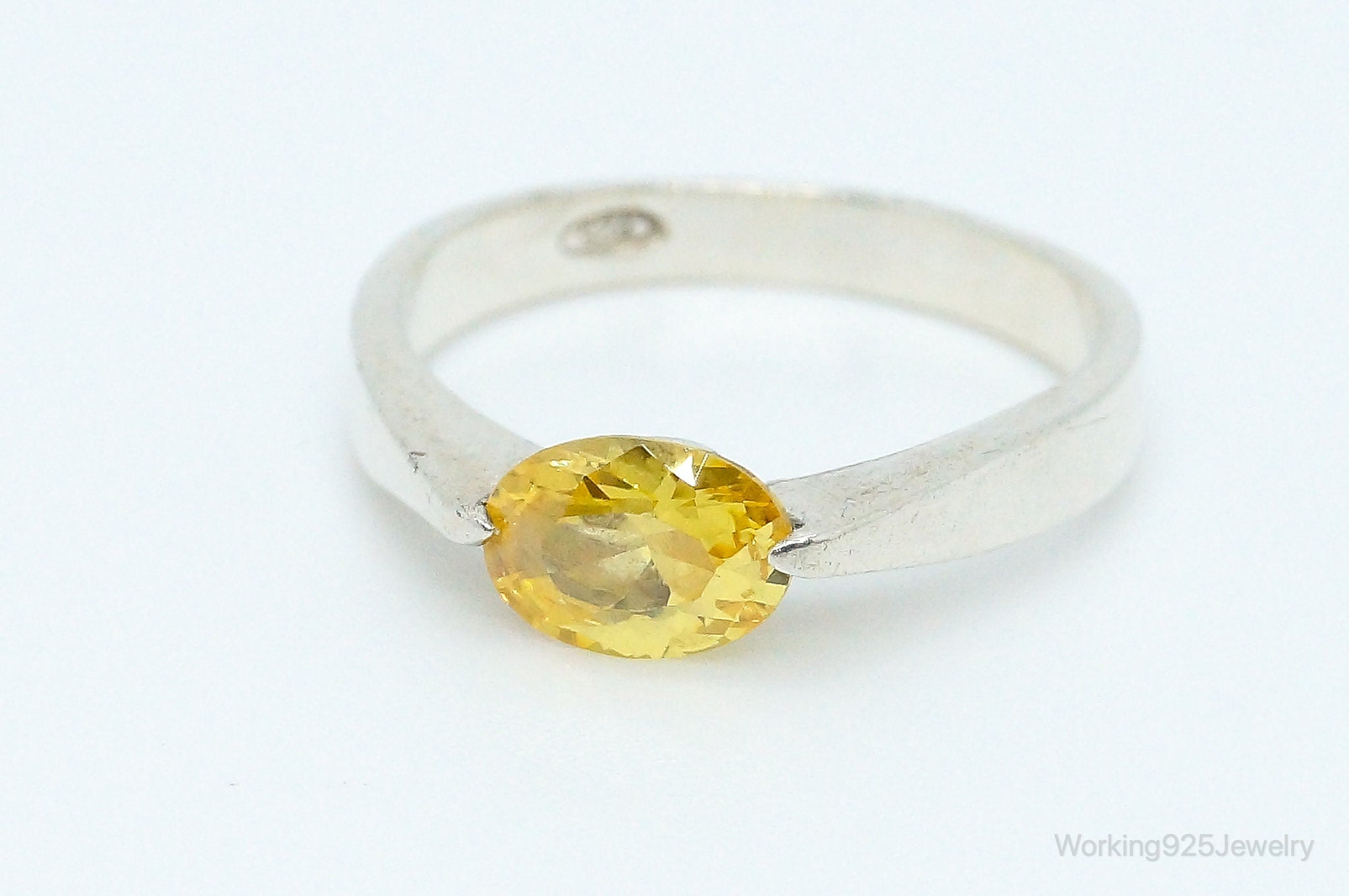 Vintage Citrine Sterling Silver Ring - Size 8.25