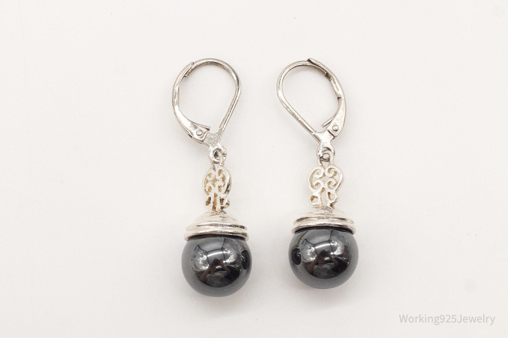 Vintage Hematite Sterling Silver Earrings