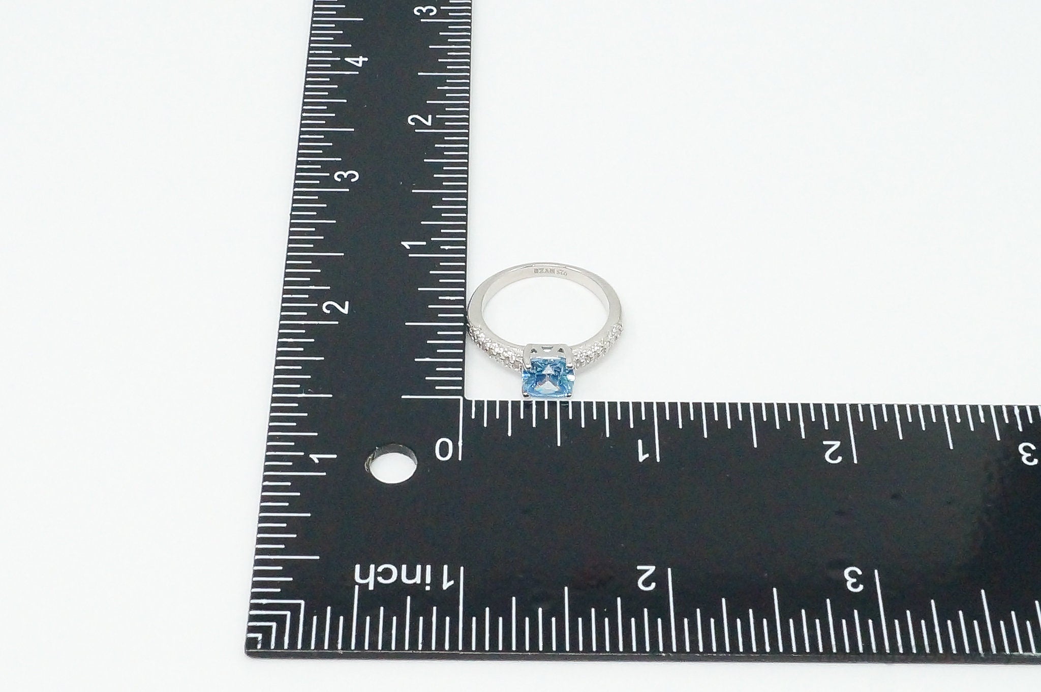 Blue Topaz Cubic Zirconia Sterling Silver Ring Size - 6.75