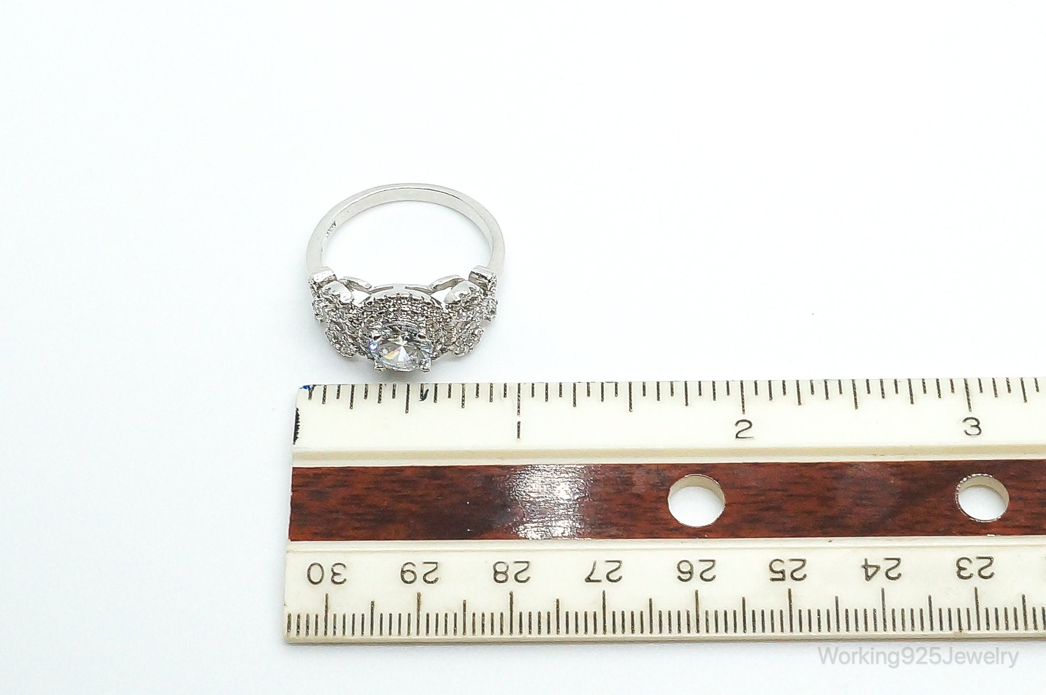 Cubic Zirconia Sterling Silver Ring - Size 10.25