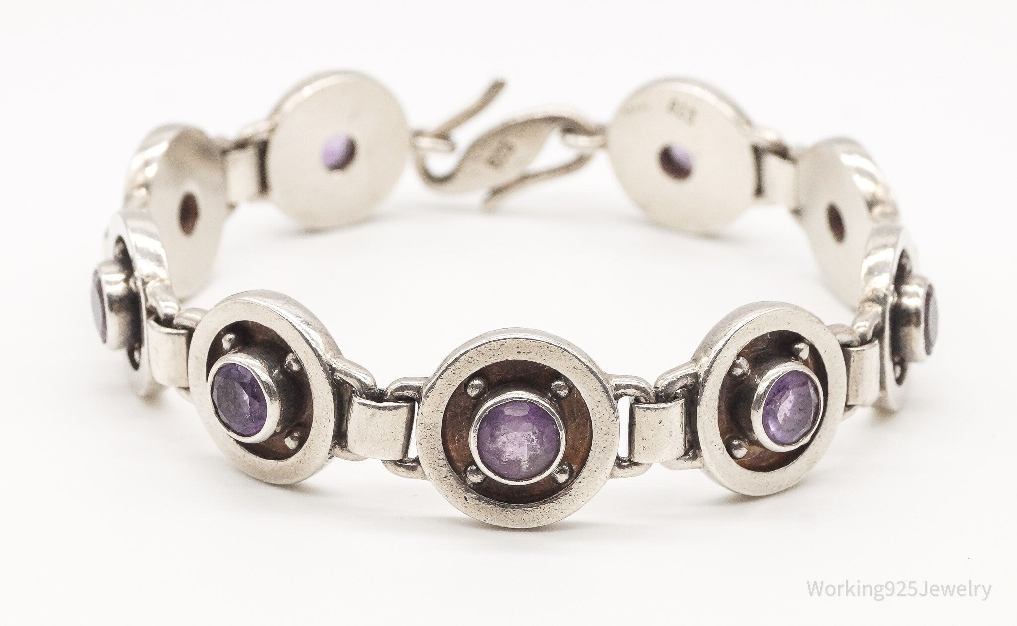 Vintage Amethyst Sterling Silver Bracelet