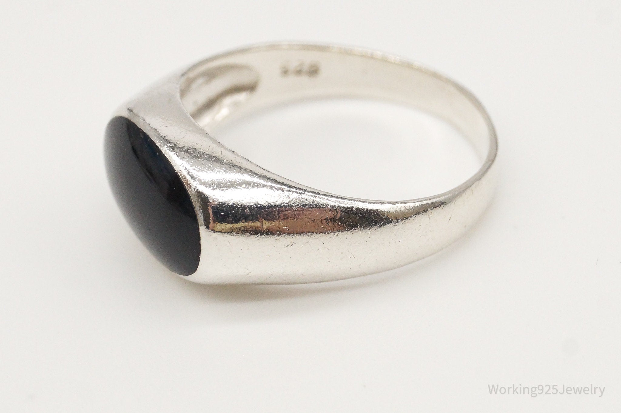 Vintage Black Onyx Sterling Silver Ring - Size 6