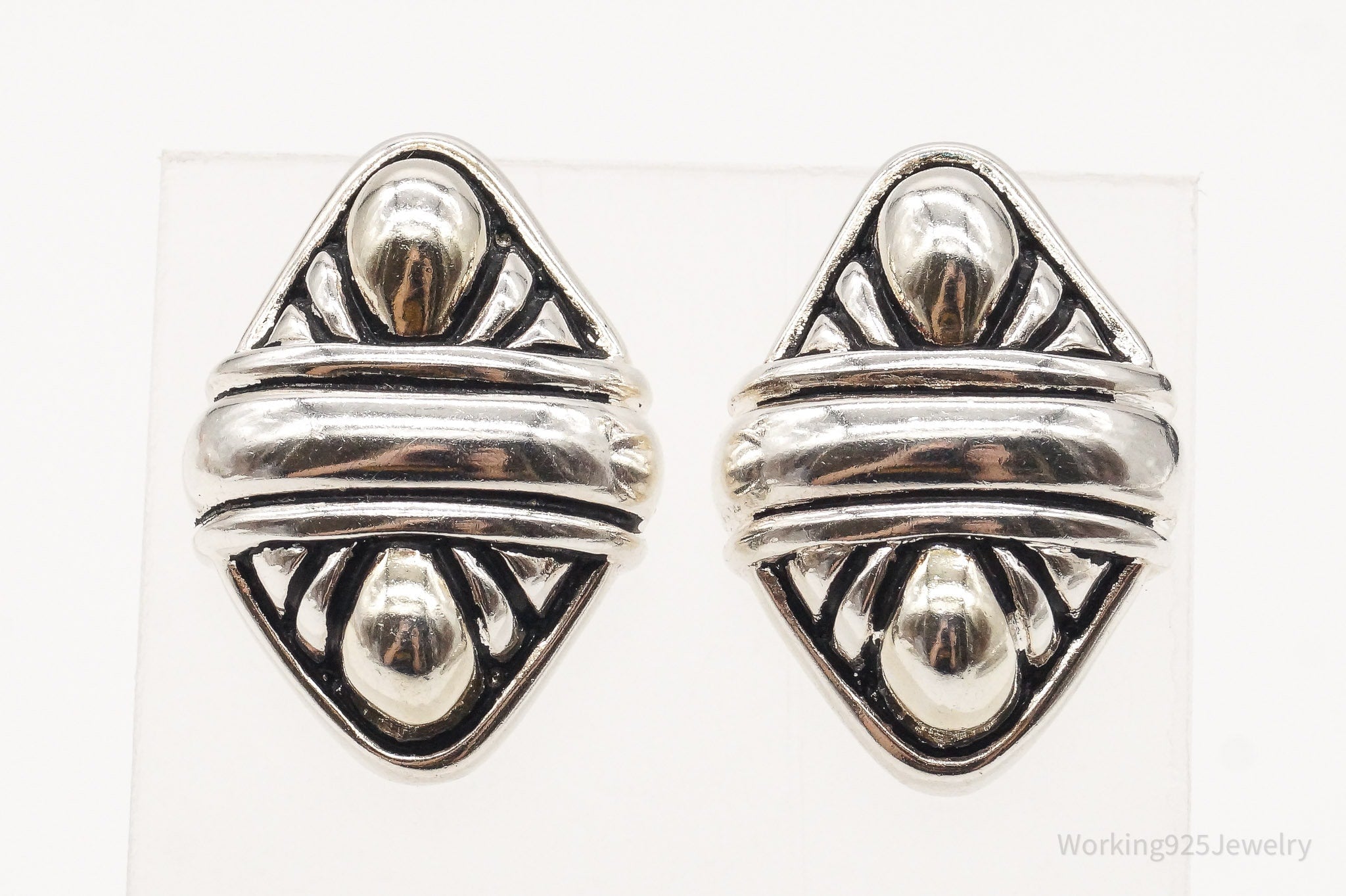 Vintage Designer Airess Mid Century Contemporary Sterling Silver Earrings