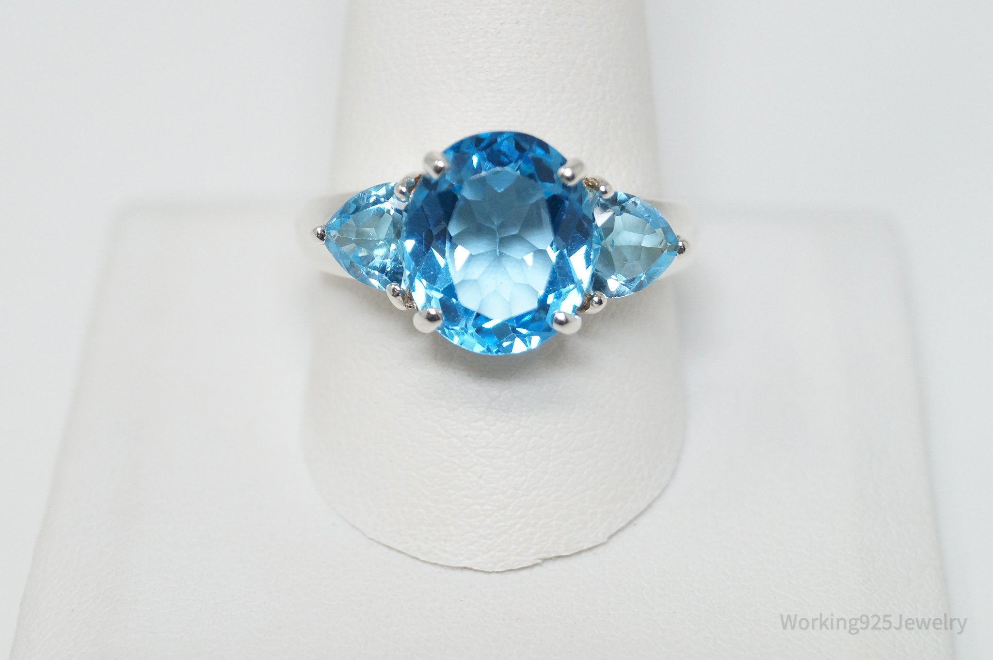 Vintage Designer CNA Blue Topaz Sterling Silver Ring - SZ 10.75