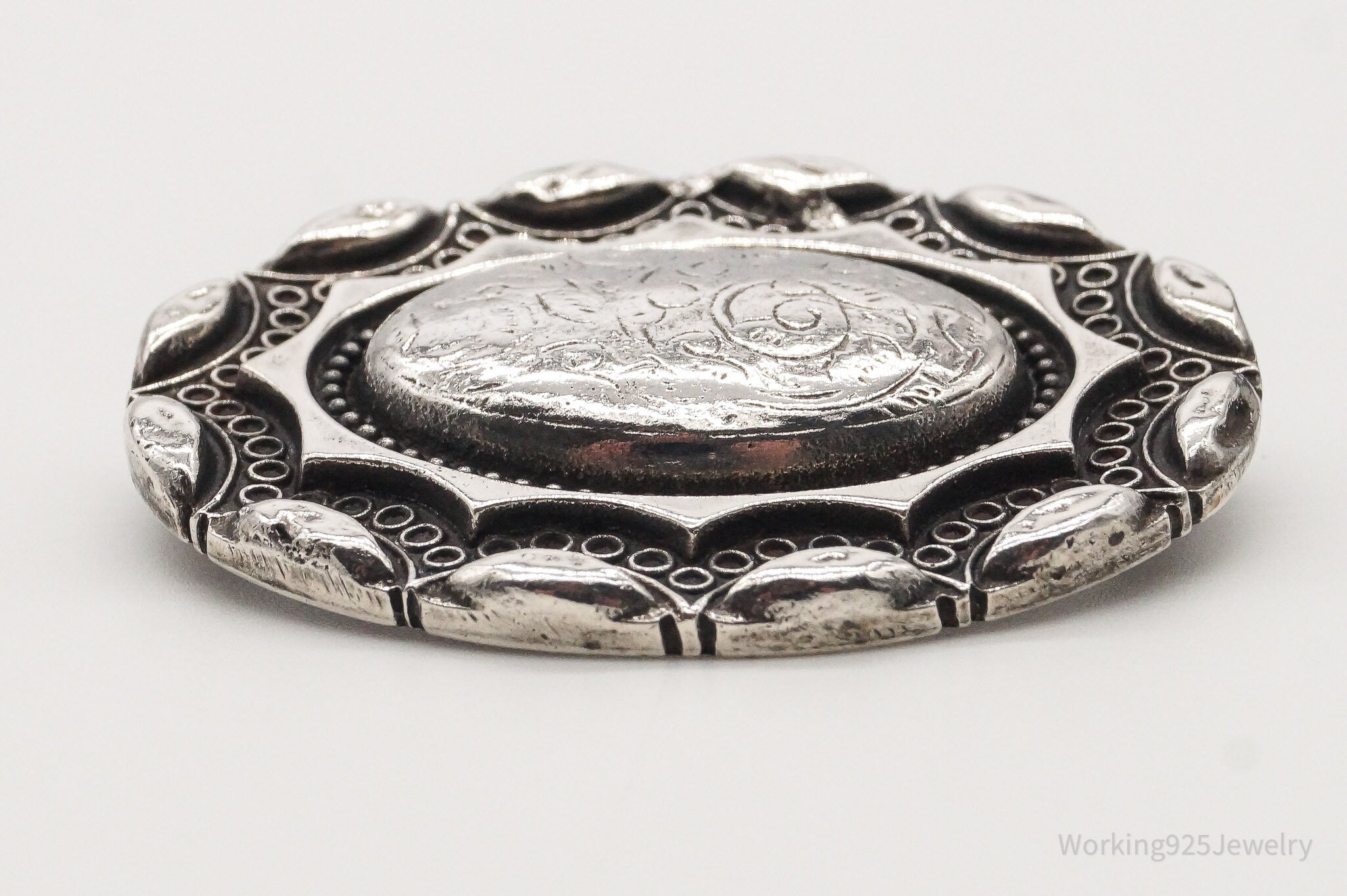 Antique Art Nouveau Silver Floral Pin Brooch