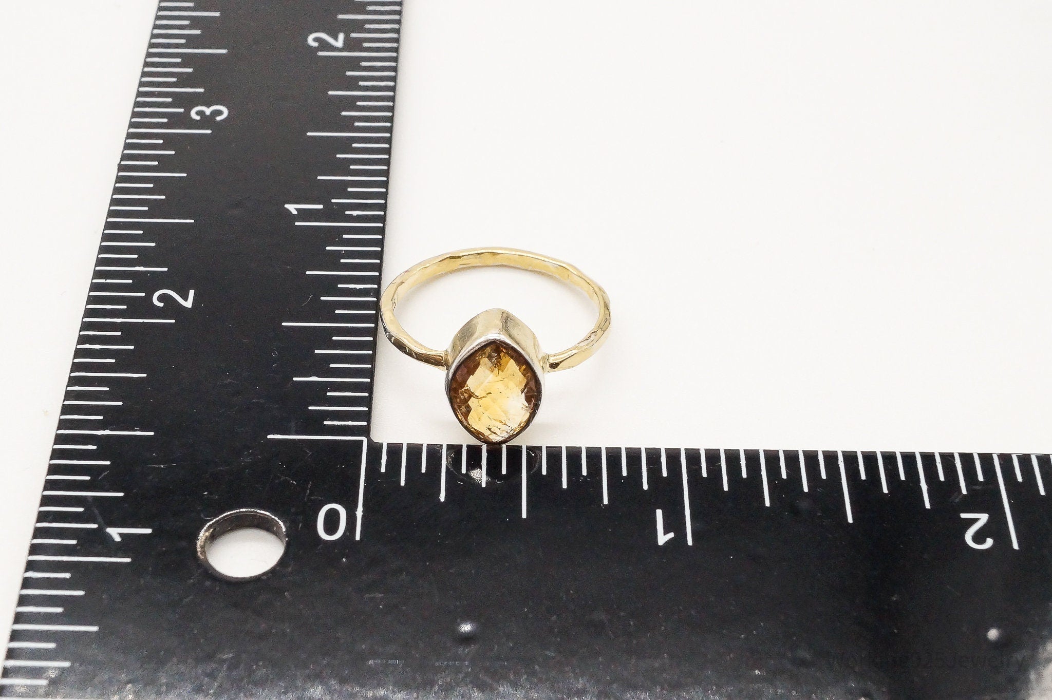 Citrine Gold Vermeil Sterling Silver Ring - Size 7.25