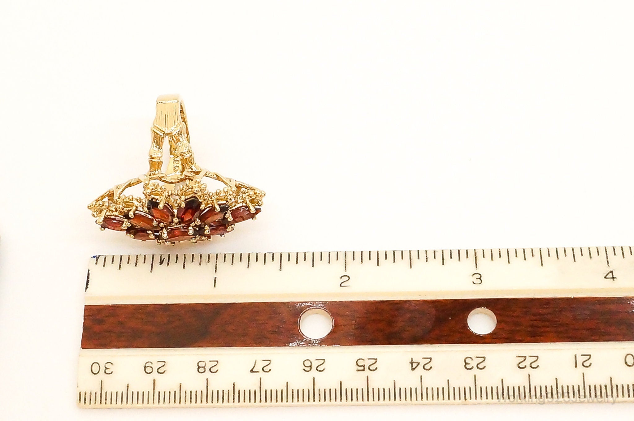 Vintage Garnet Cluster Gold Vermeil Sterling Silver Ring Size 8.75