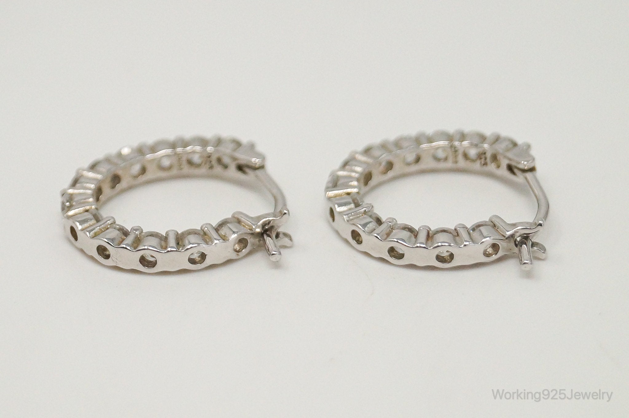 Cubic Zirconia Sterling Silver Hoop Earrings