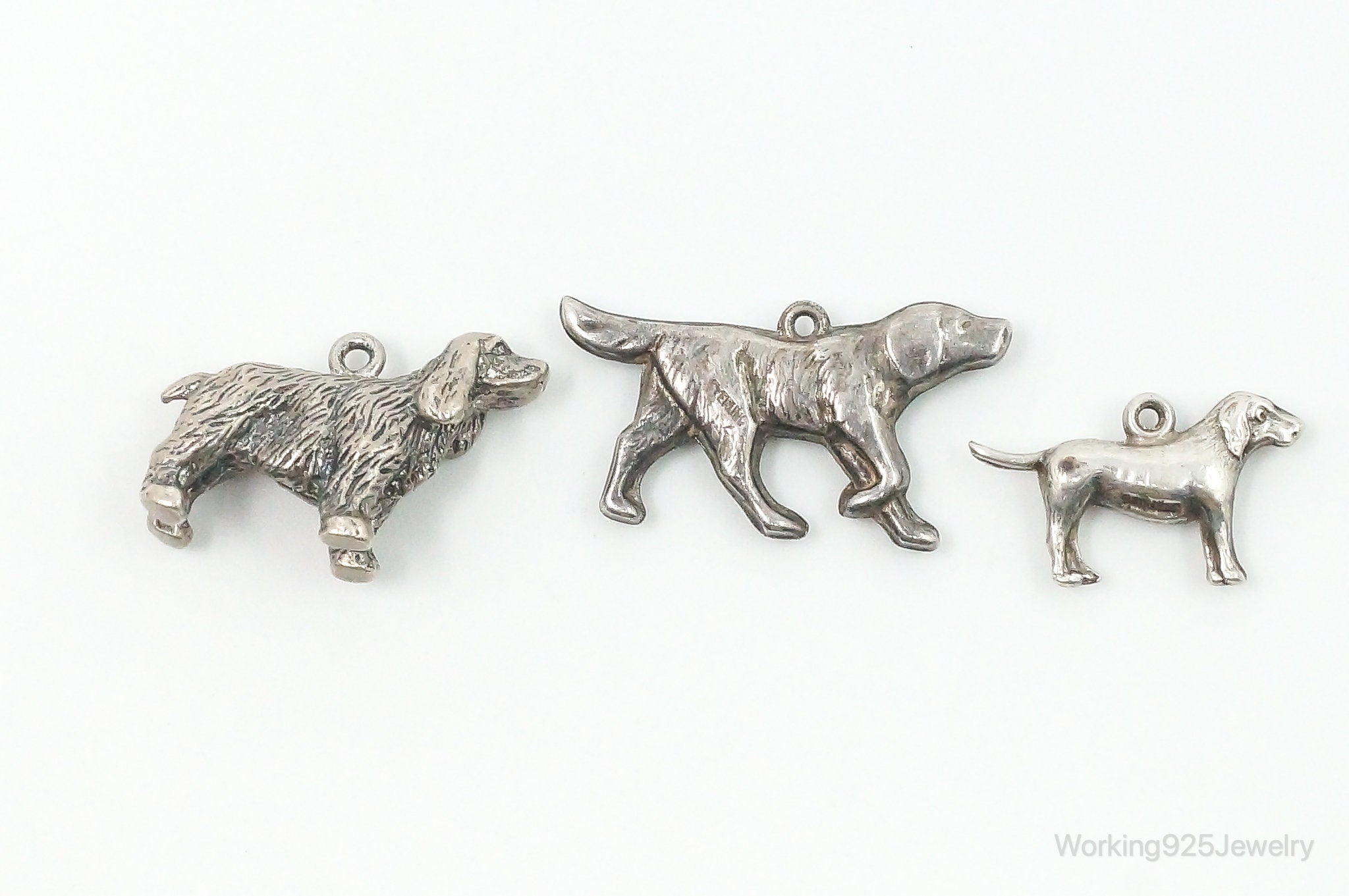 Vintage Antique Puppies Dogs Sterling Silver Charms Lot