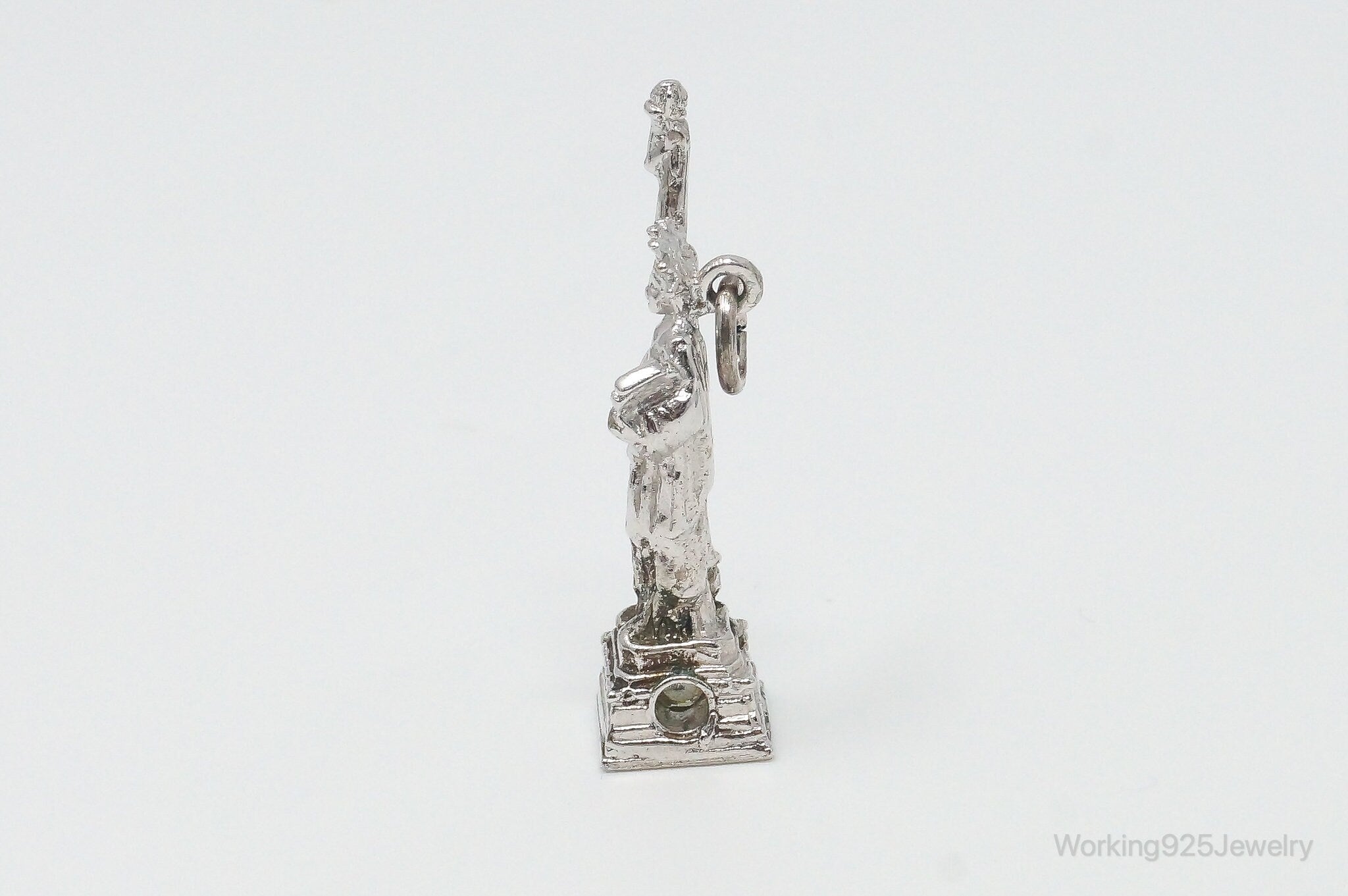 Rare Statue of Liberty New York Skyline Picture View Sterling Silver Charm