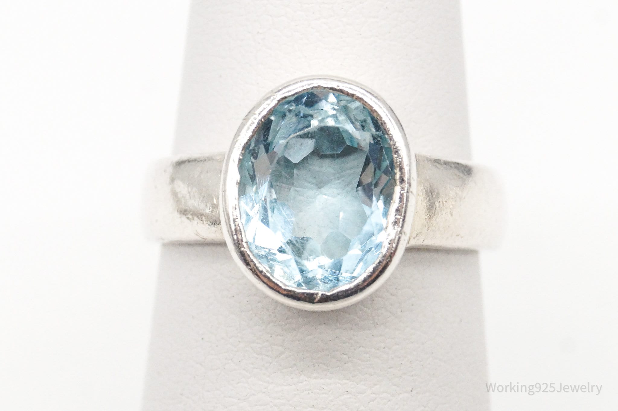 Vintage Blue Topaz Sterling Silver Ring - Size 5.5